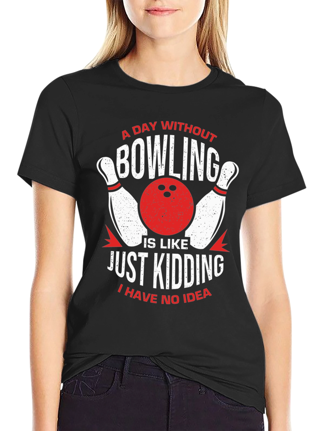 Black Funny Bowling T-Shirt: A Day Without Bowling view 2