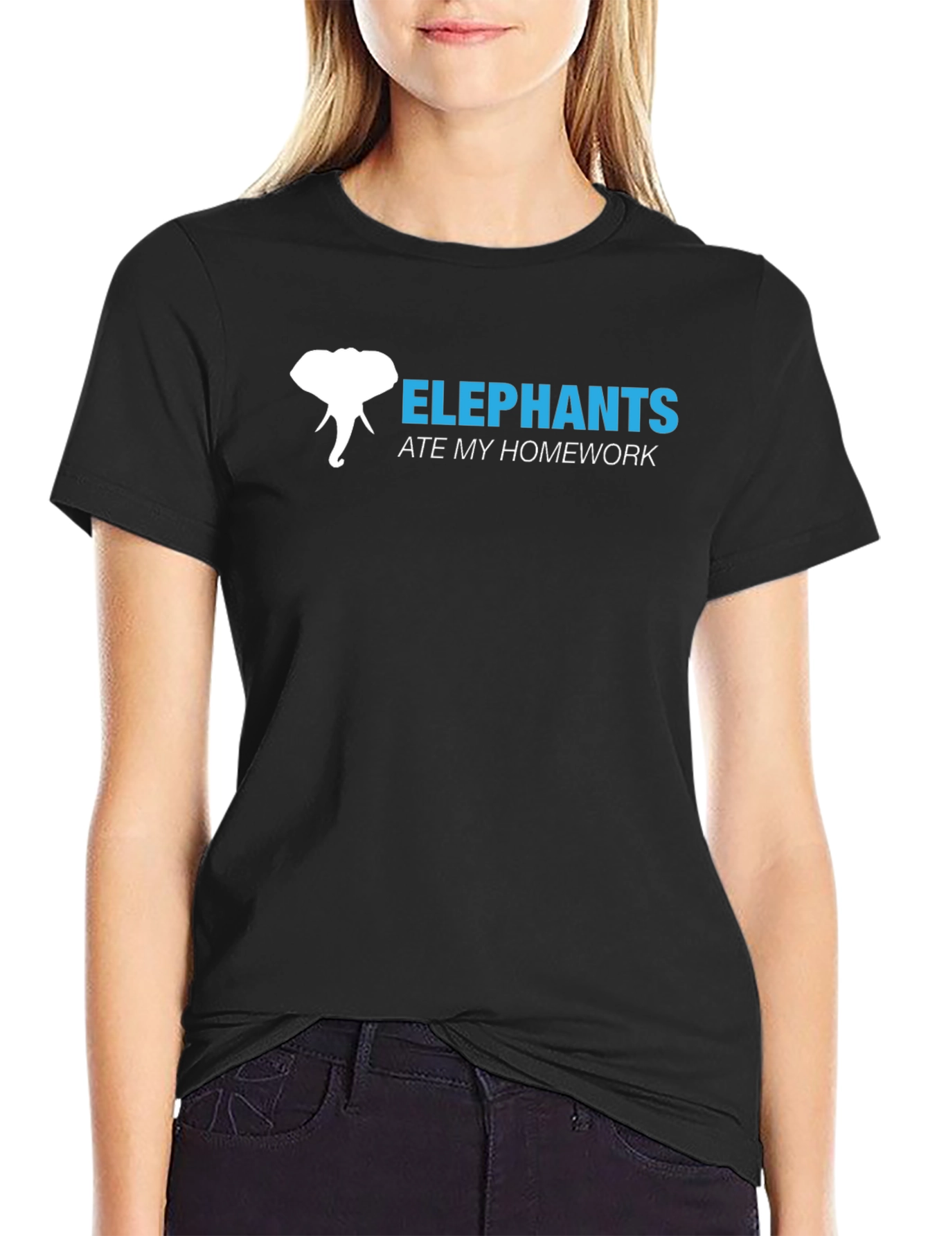 Black Elephants Ate My Homework Graphic T-Shirt view 2