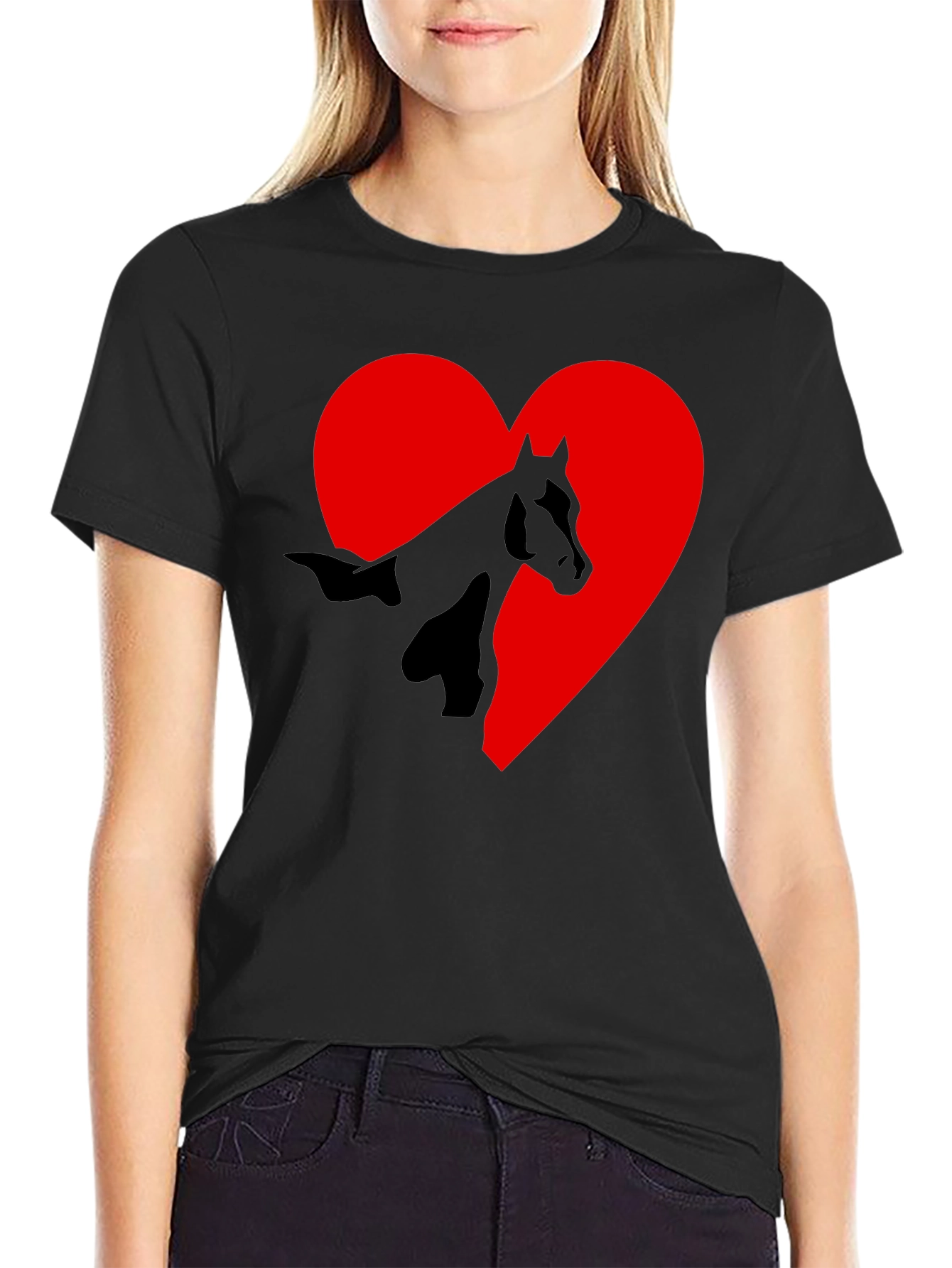 Black Horse Heart Graphic T-Shirt - Black Tee view 2