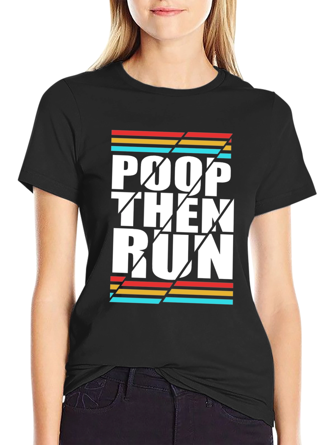 Black Poop Then Run Graphic Tee view 2