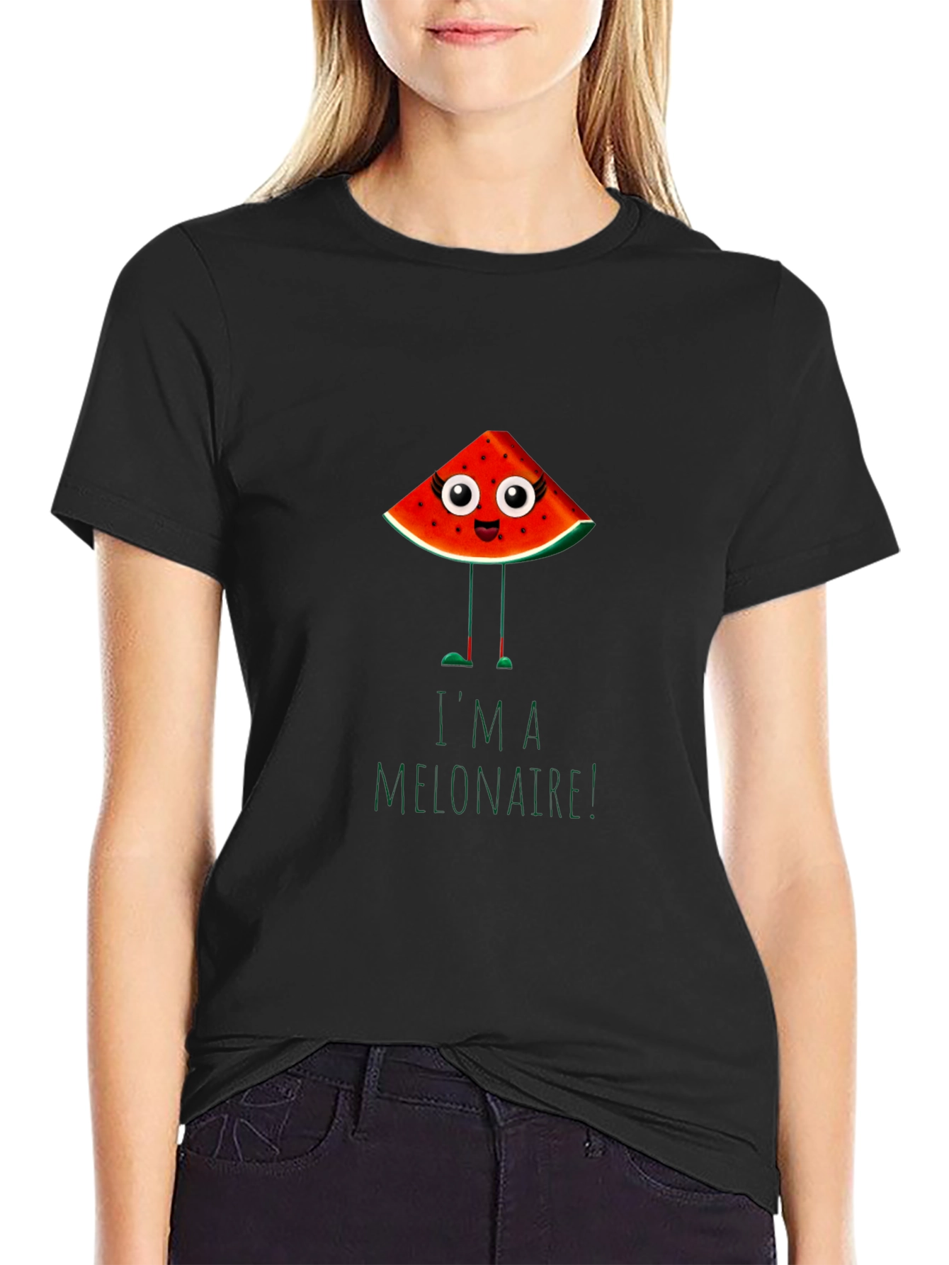 Black Funny Melonaire Graphic T-Shirt view 2