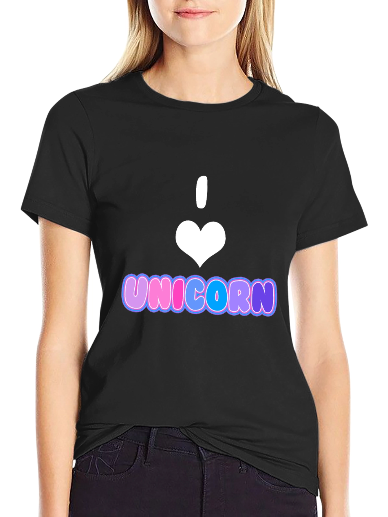 Black I Heart Unicorn T-Shirt - Black Cotton Blend view 2