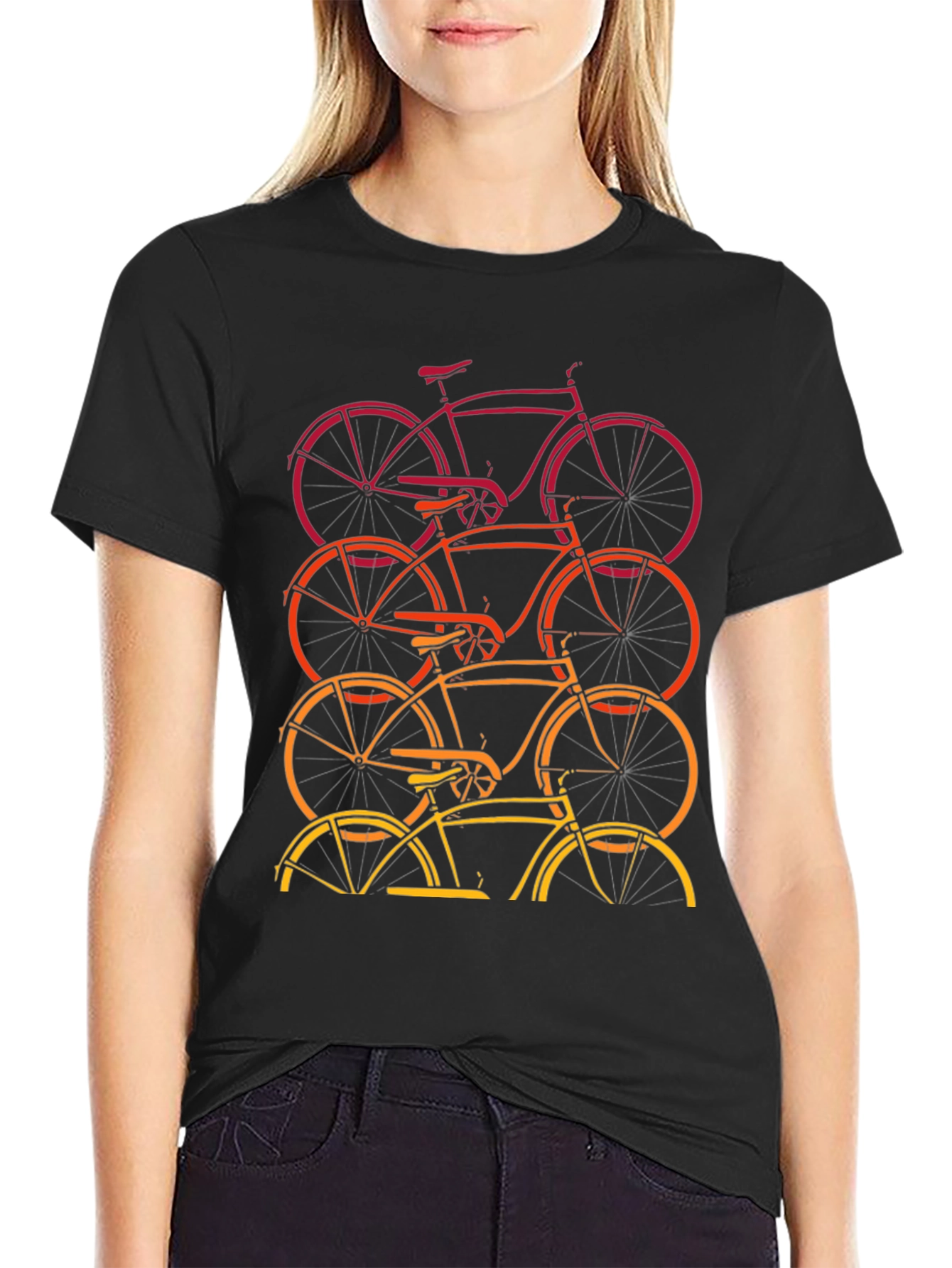 Black Retro Bike Stack Graphic Tee view 2