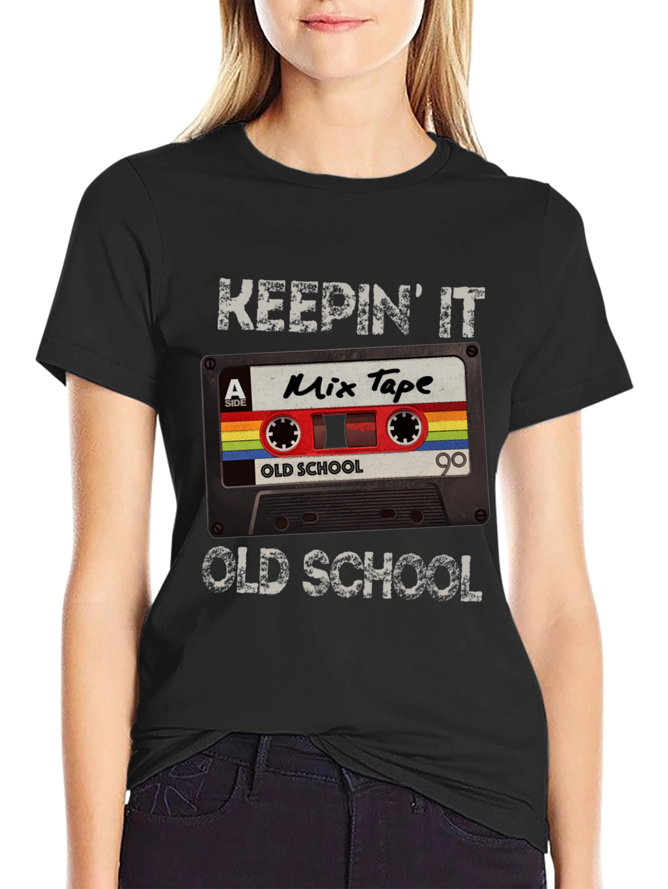 Black Keepin' It Old School Mix Tape Graphic Tee view 2