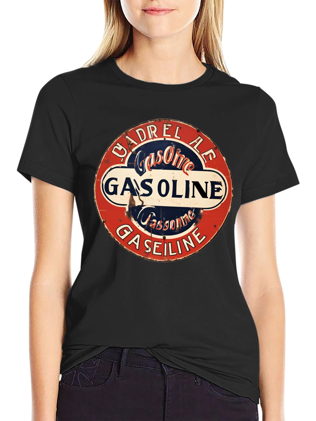Black Vintage CADREL AE Gasoline Graphic T-Shirt view 2