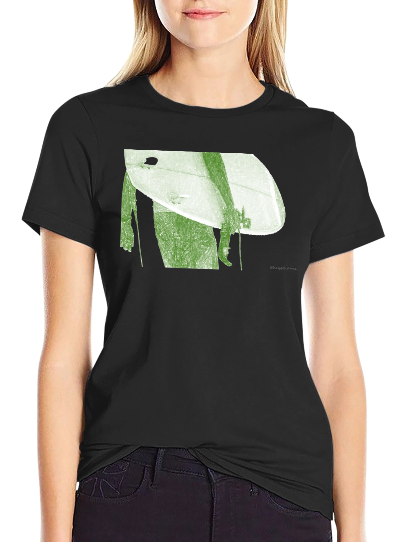 Black Surfer Graphic Tee - Black Cotton Blend view 2