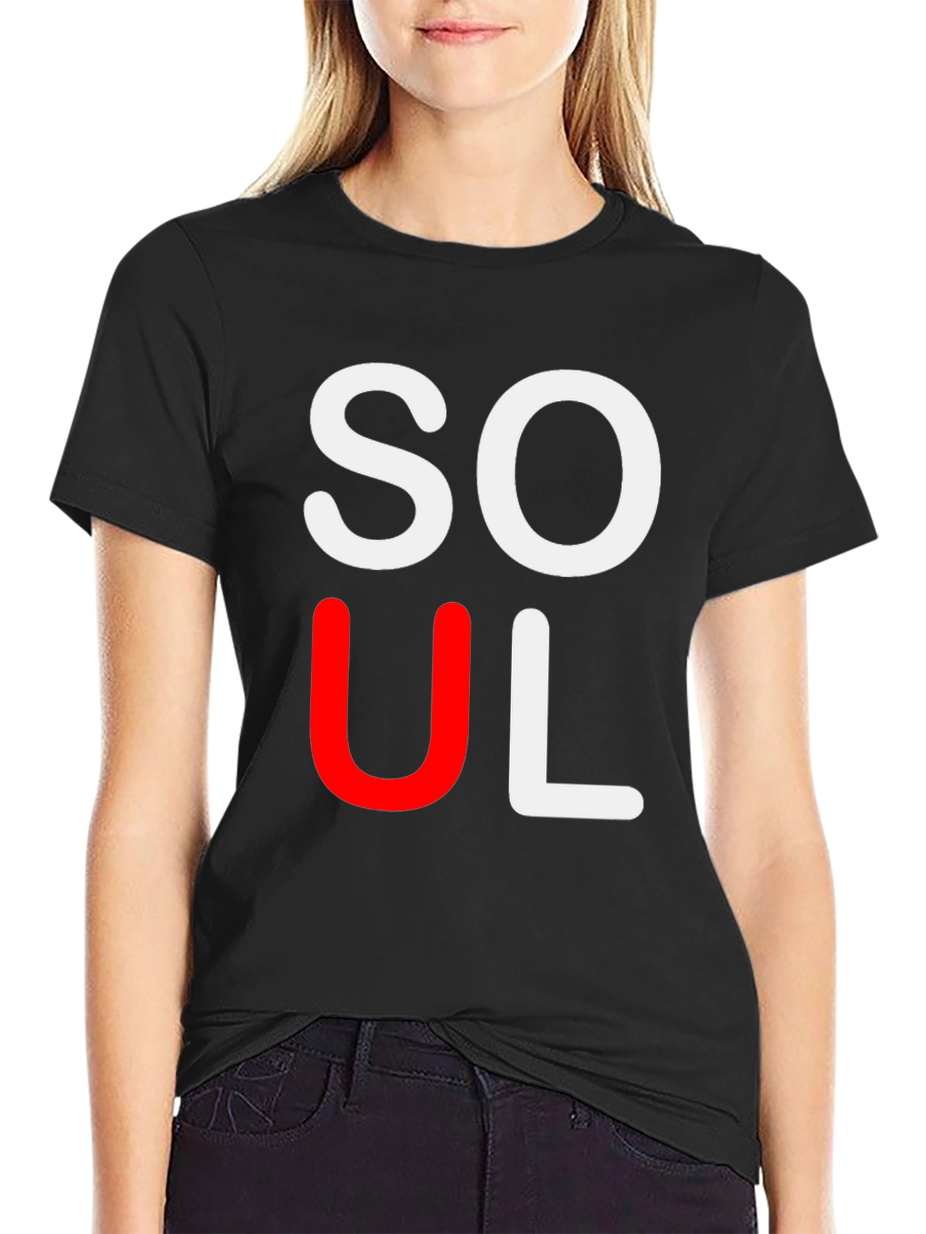 Black Stylish "SOUL" Graphic Tee - Black view 2