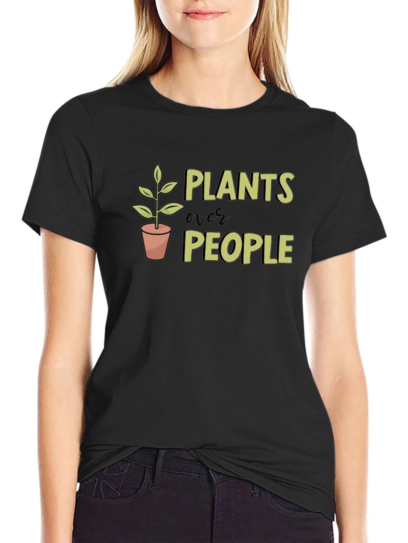 Black Plants Over People Graphic Tee - Black view 2