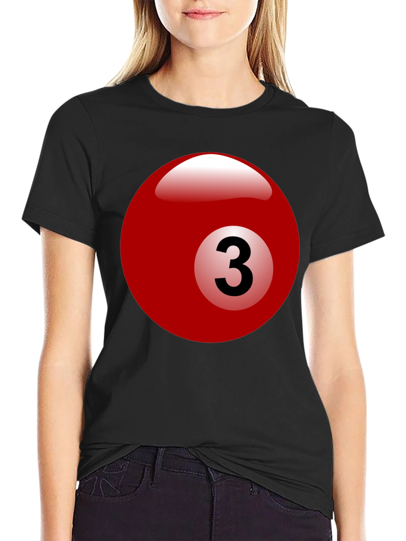 Black Billiard Ball #3 Graphic T-Shirt - Cool Casual Tee view 2