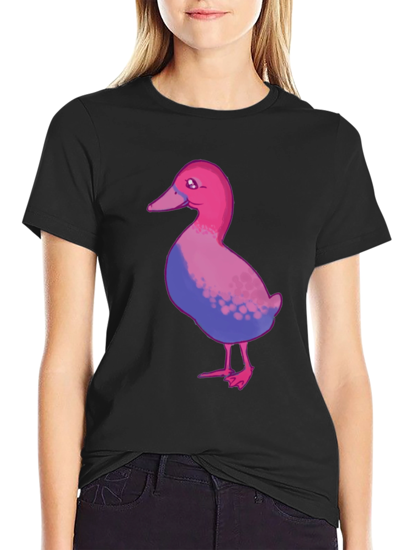 Black Bisexual Pride Duck T-Shirt - Black Cotton Blend view 2