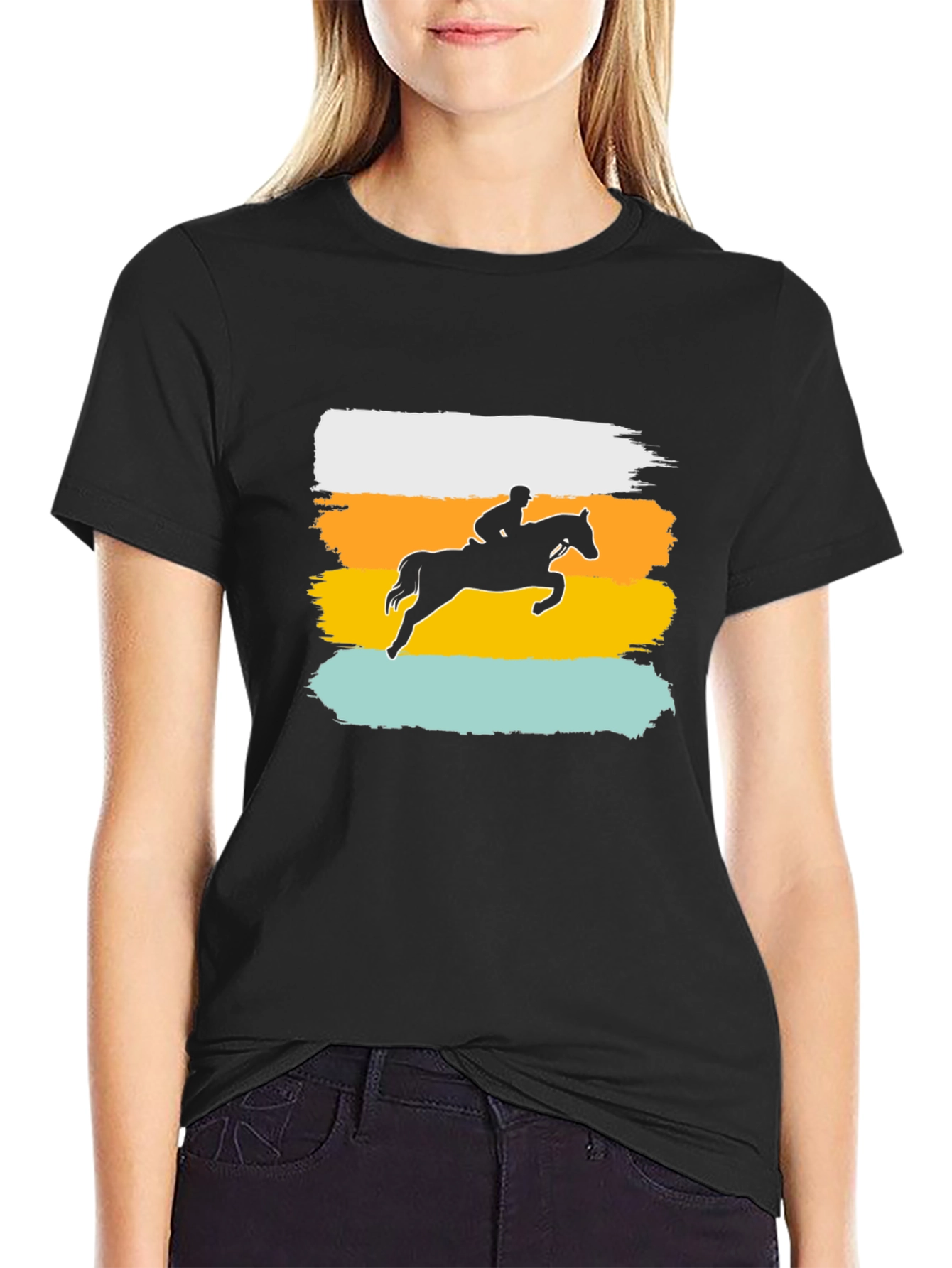Black Equestrian Silhouette T-Shirt view 2
