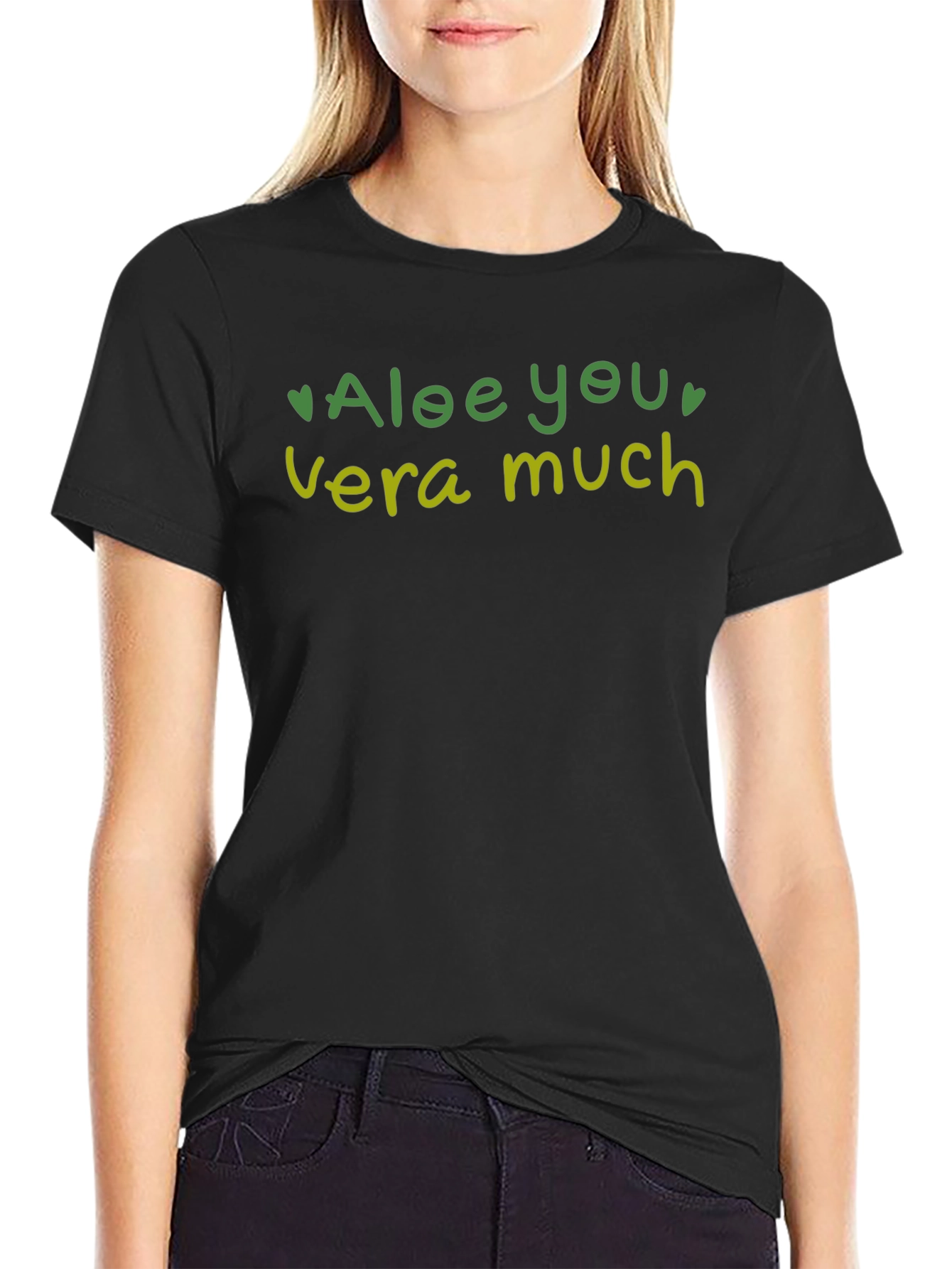 Black Aloe You Vera Much Graphic Tee - Cute Plant Lover T-Shirt view 2