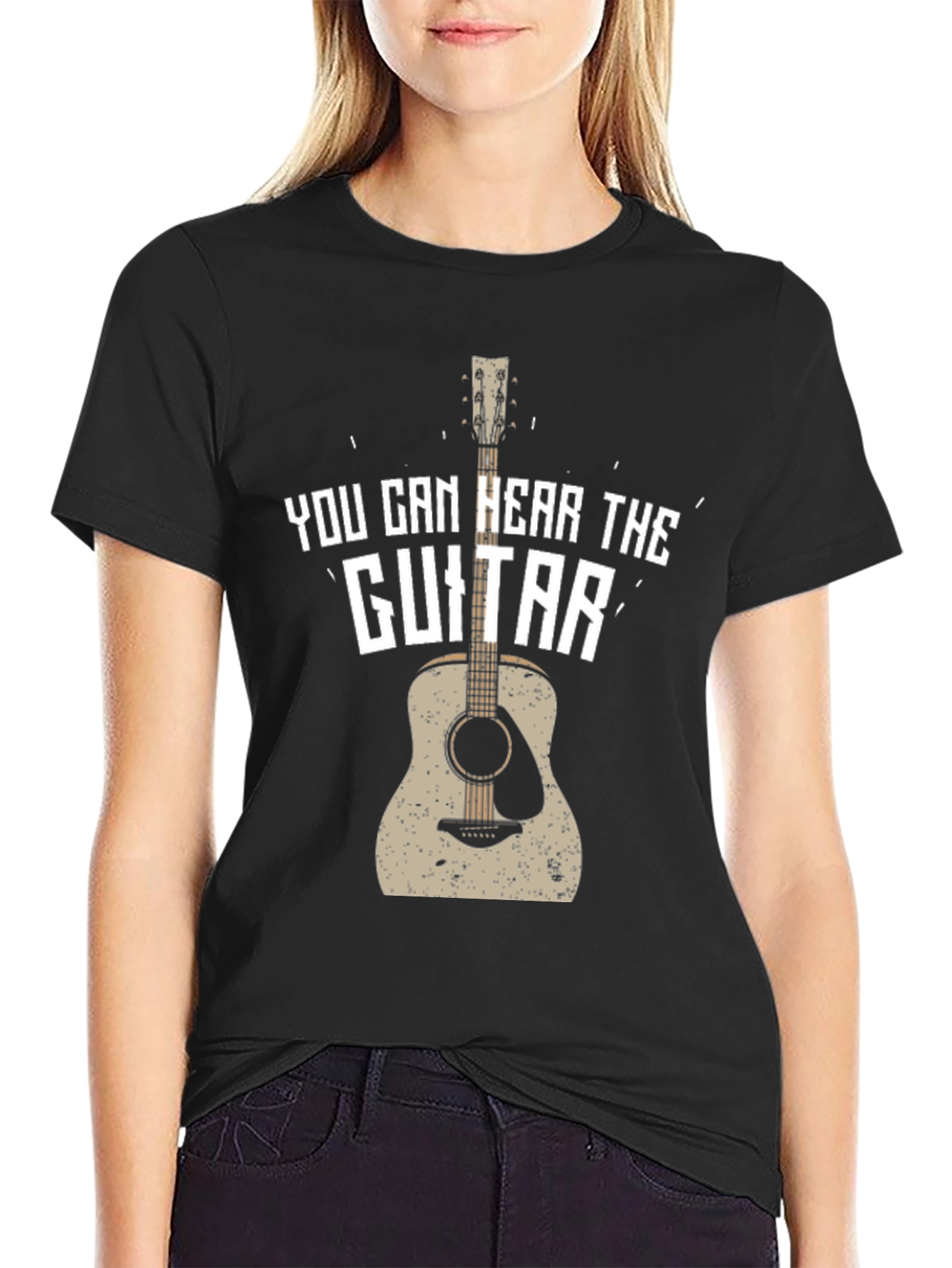 Black You Can Hear The Guitar T-Shirt view 2