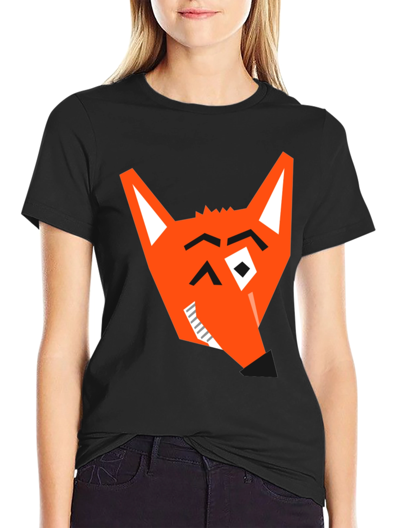Geometric Fox Graphic Tee - Modern Black T-Shirt - 2