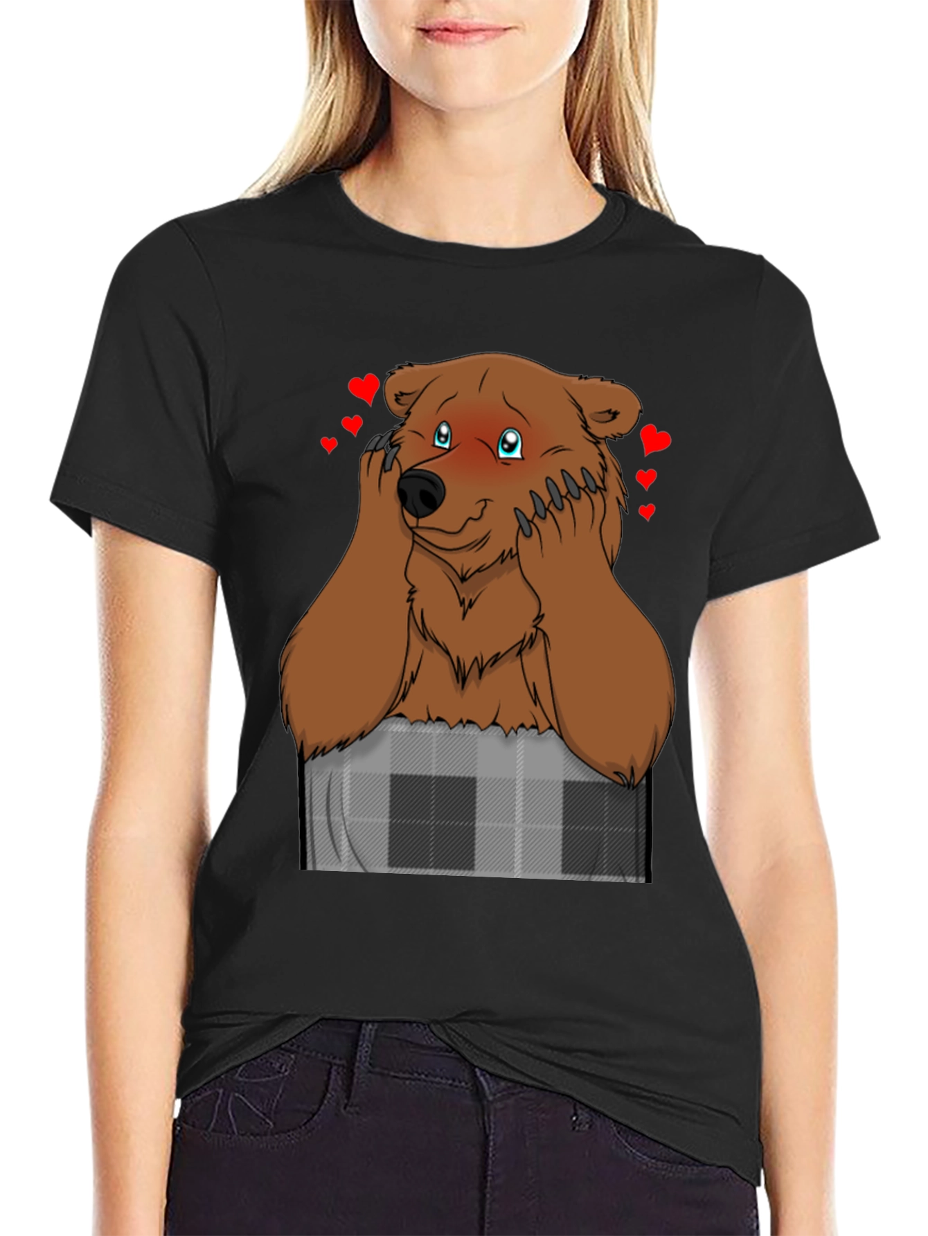 Black Lovestruck Bear Graphic T-Shirt view 2