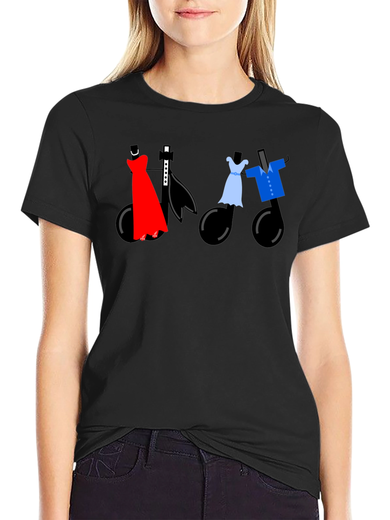 Black Dancing Notes Tee - Stylish Musical Apparel view 2