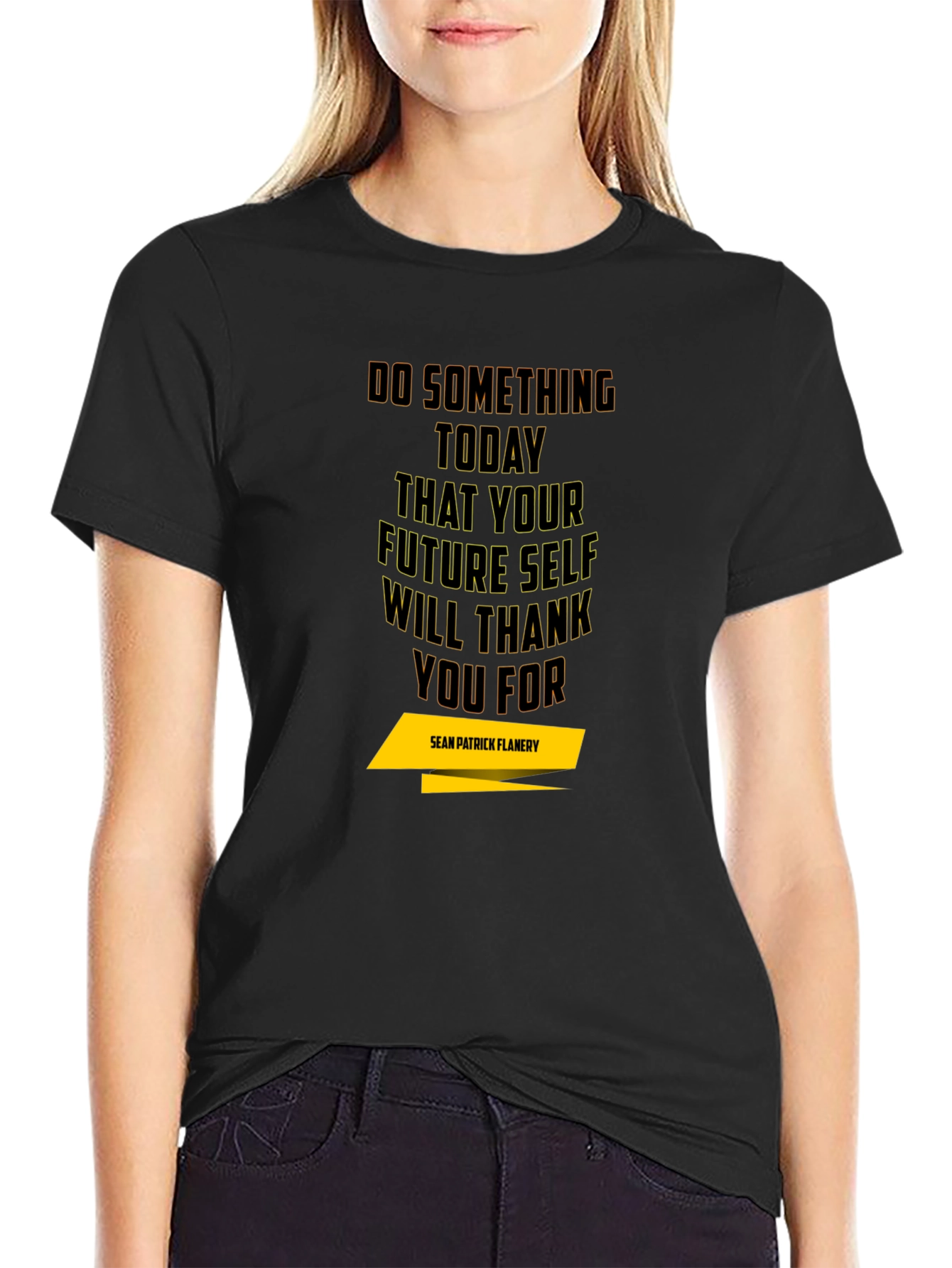 Black Inspirational T-Shirt - 'Do Something Today' Black Tee view 2