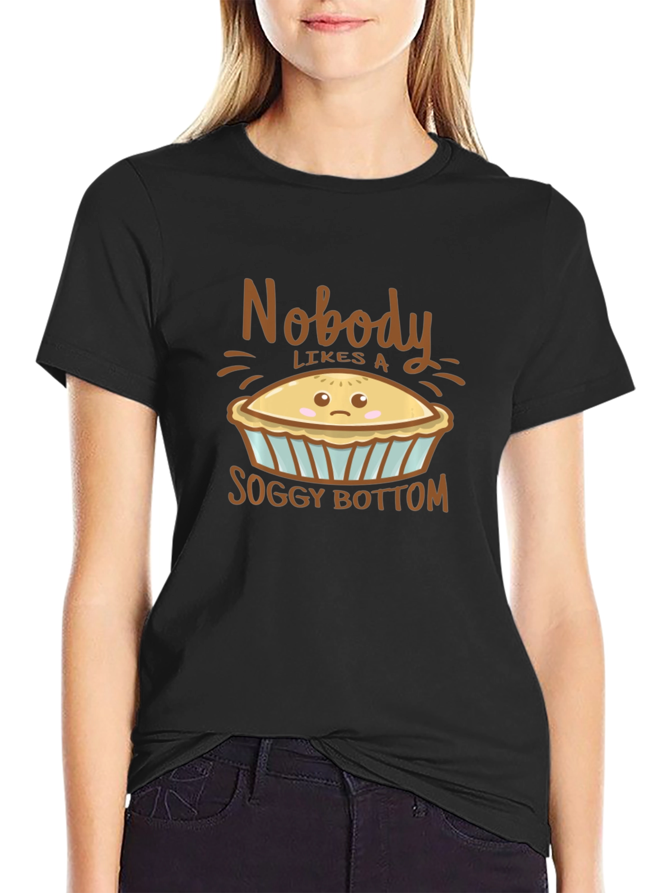 Black Nobody Likes A Soggy Bottom T-Shirt view 2