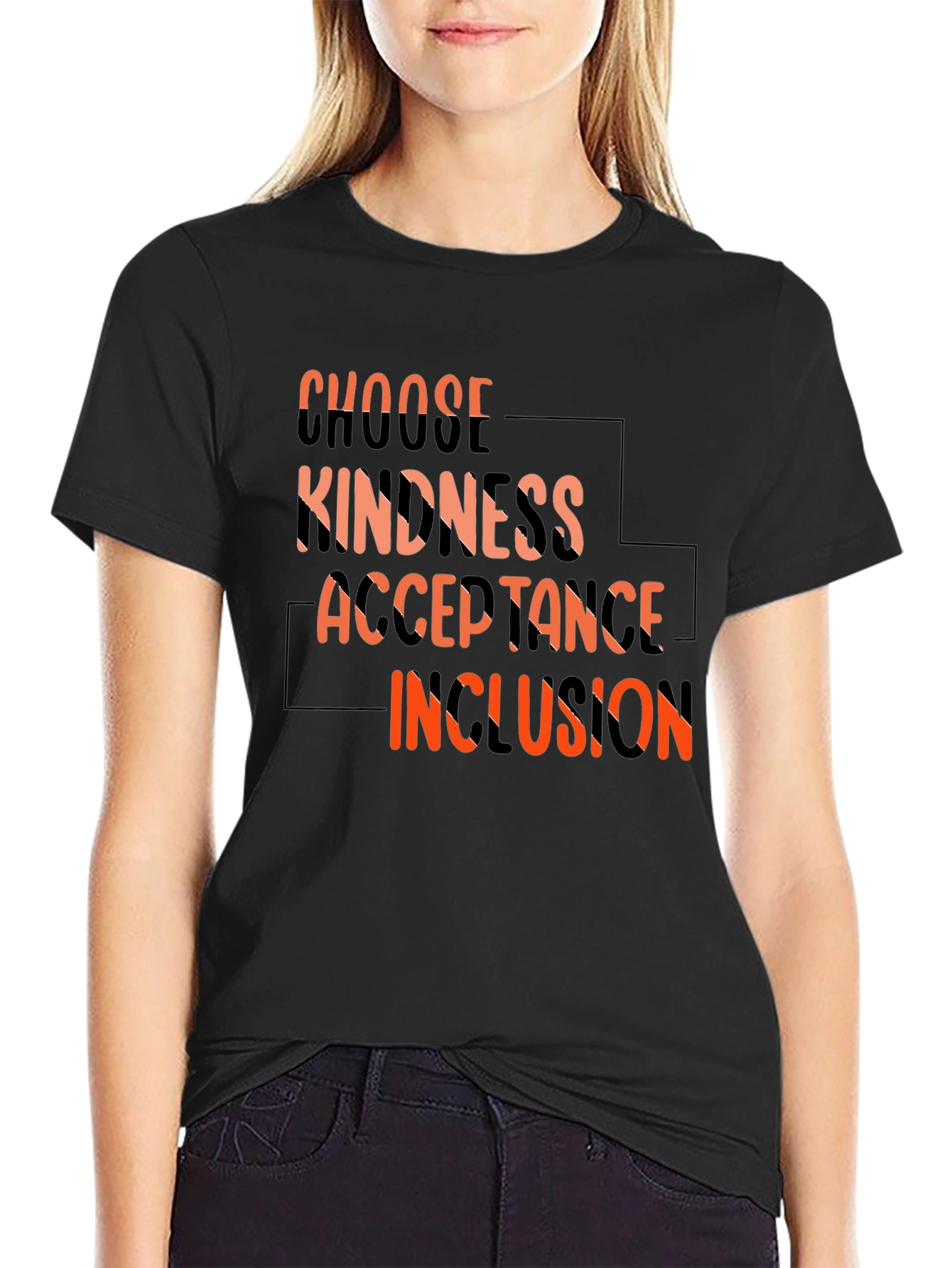 Black Choose Kindness, Acceptance, Inclusion T-Shirt view 2