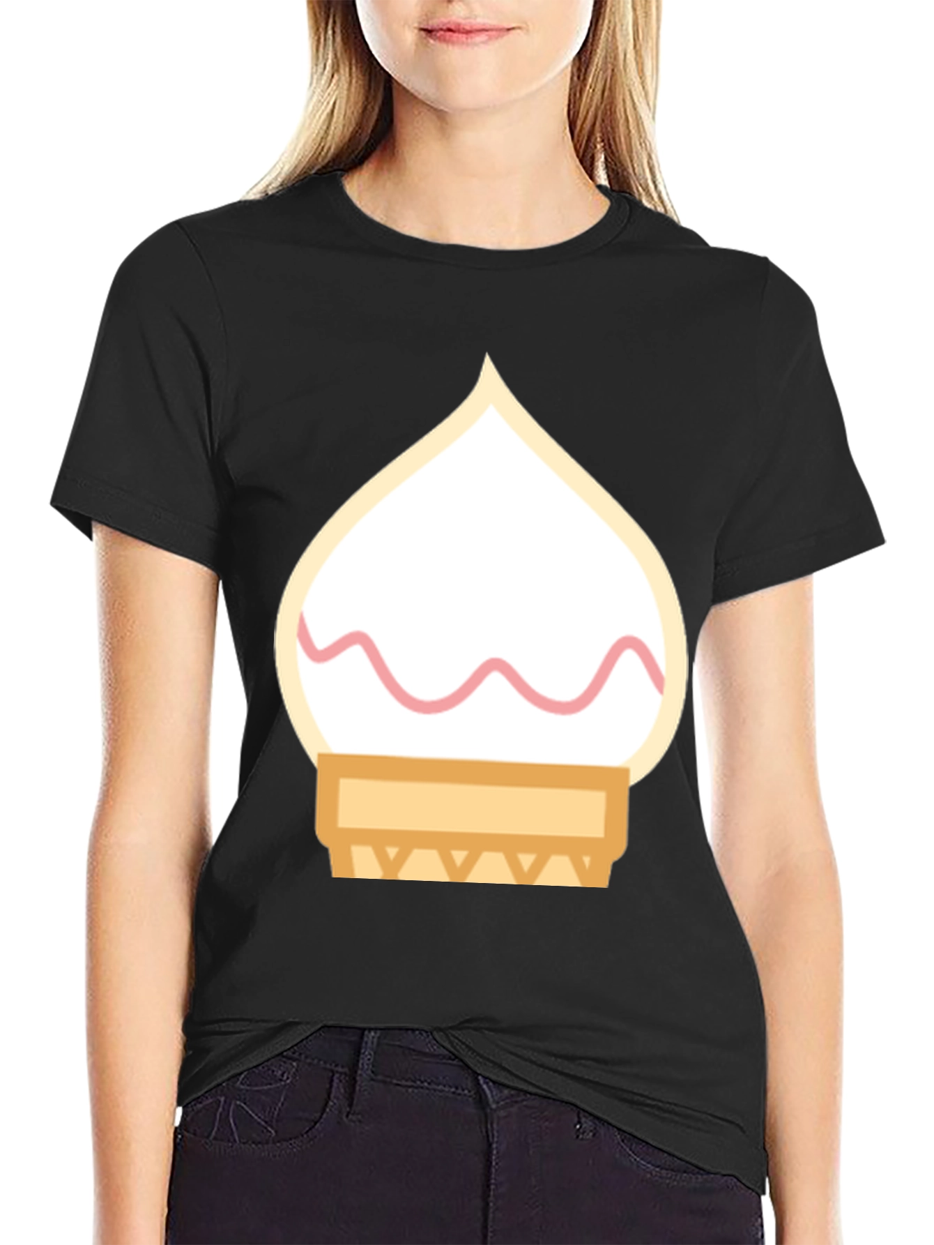 Black Ice Cream Cone Graphic Tee - Black Cotton T-Shirt view 2