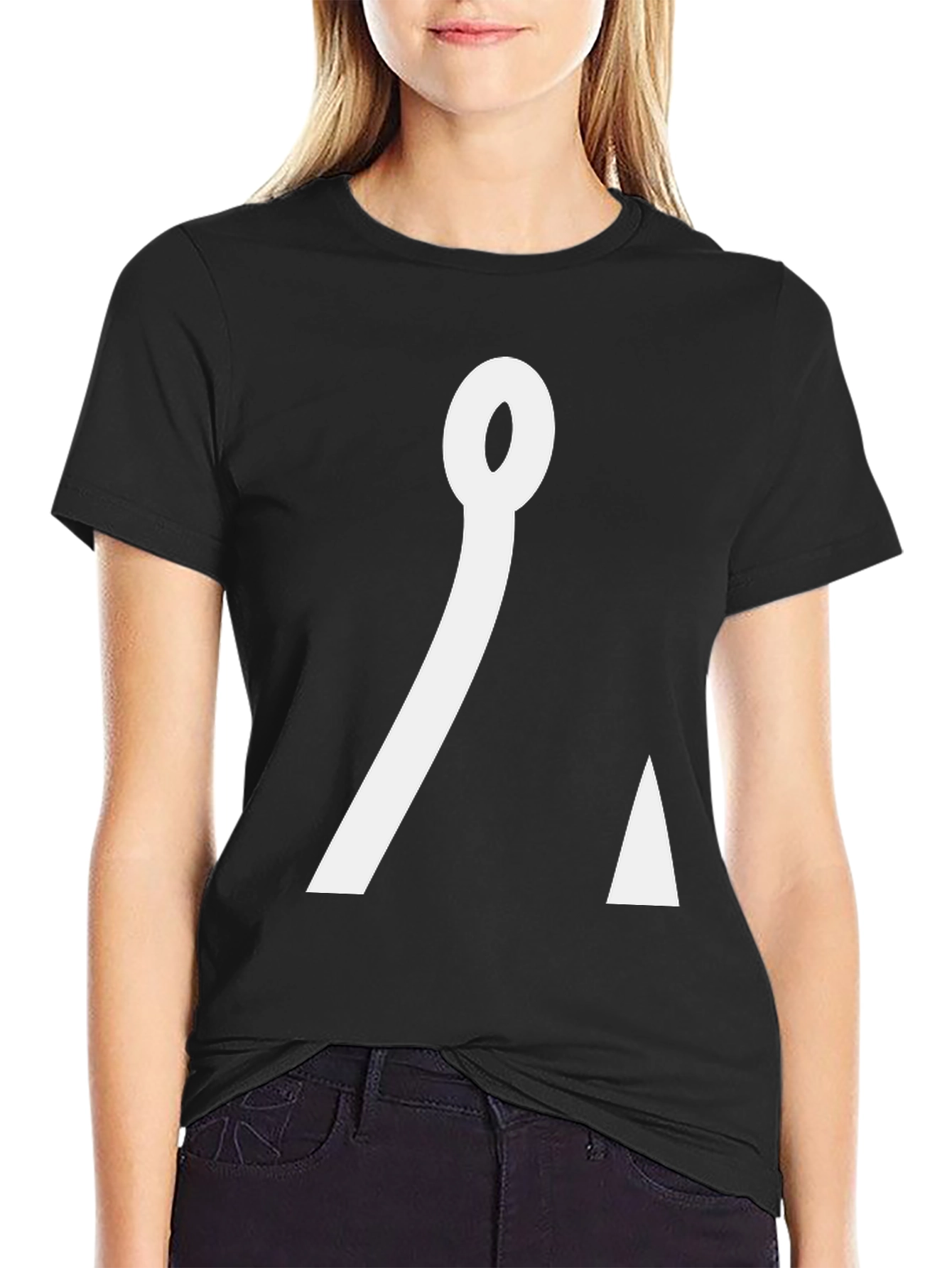 Black Minimalist Graphic Tee - Black Cotton Blend Shirt view 2