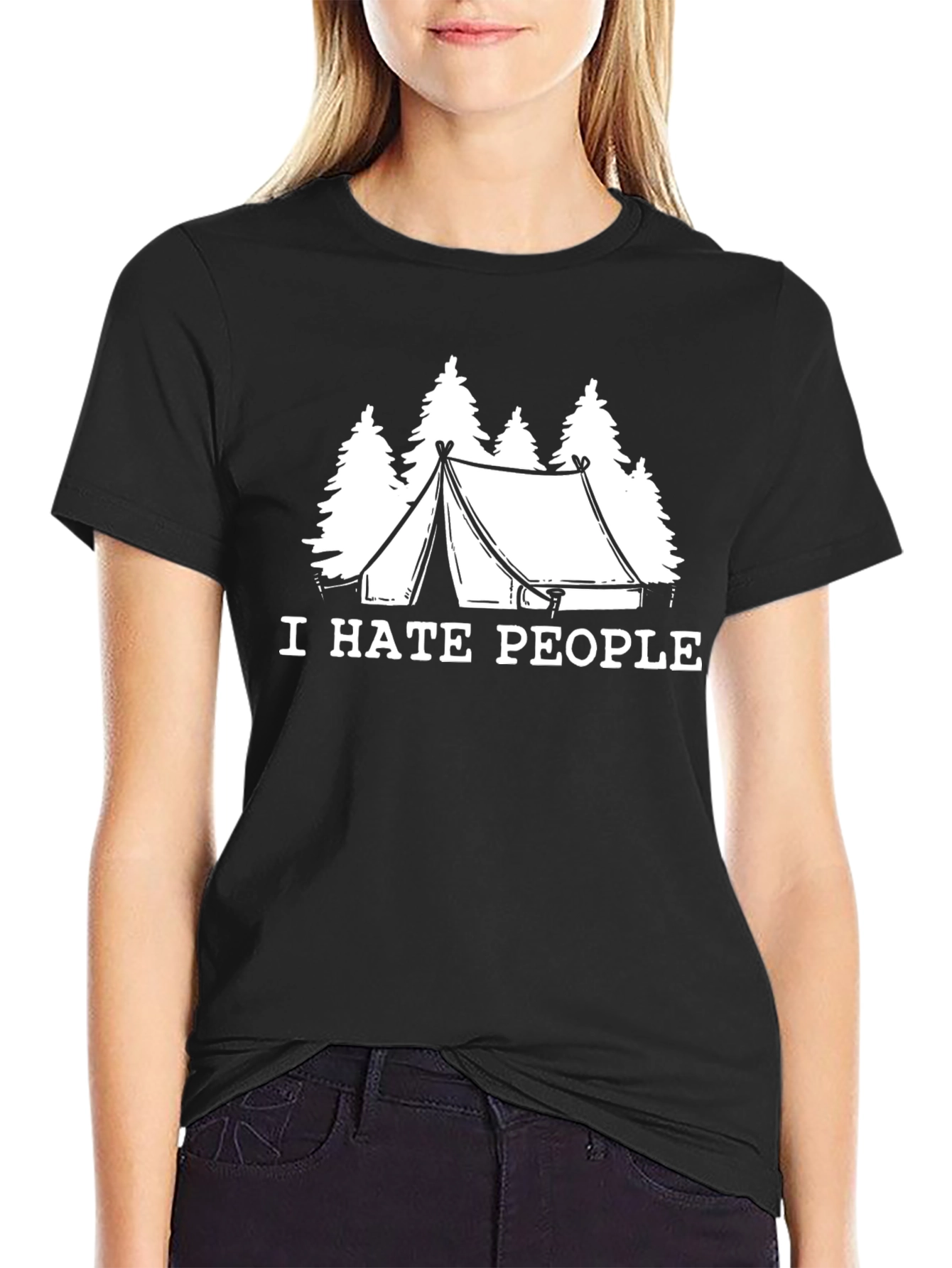 Black I Hate People Camping T-Shirt view 2