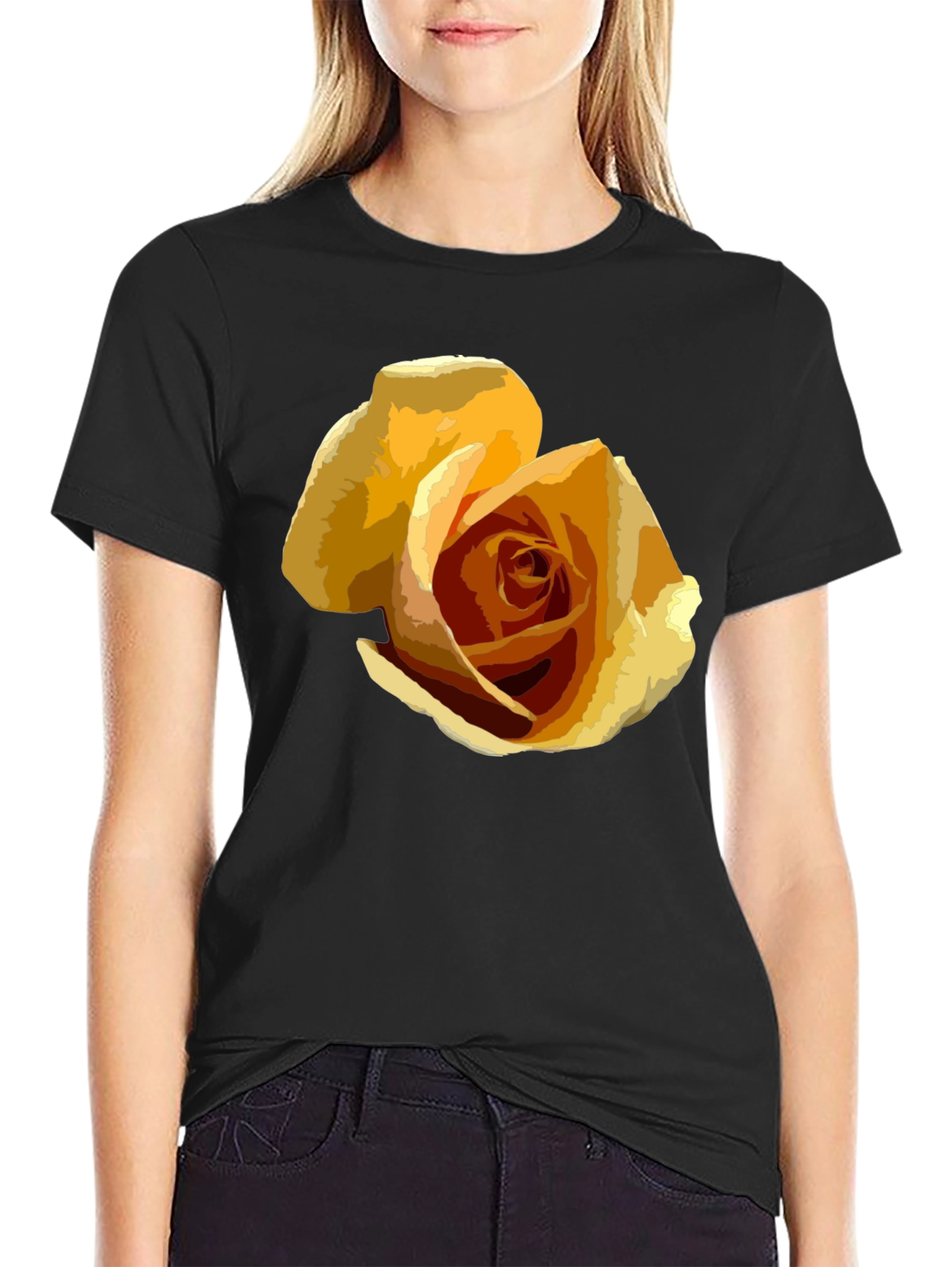 Black Rose Graphic T-Shirt - Modern Artistic Tee view 2