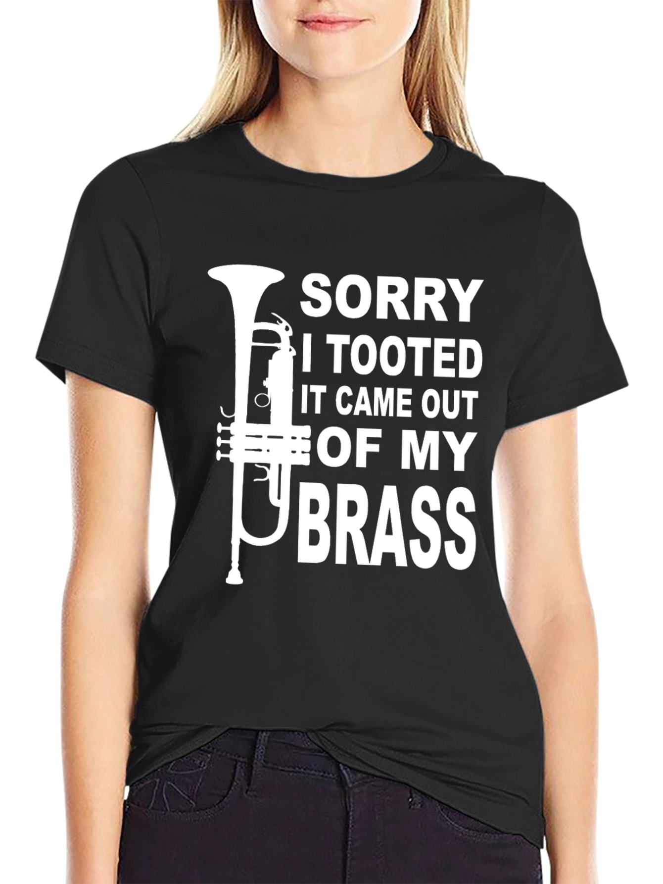 Black Sorry I Tooted Brass T-Shirt - Funny Musician Tee view 2