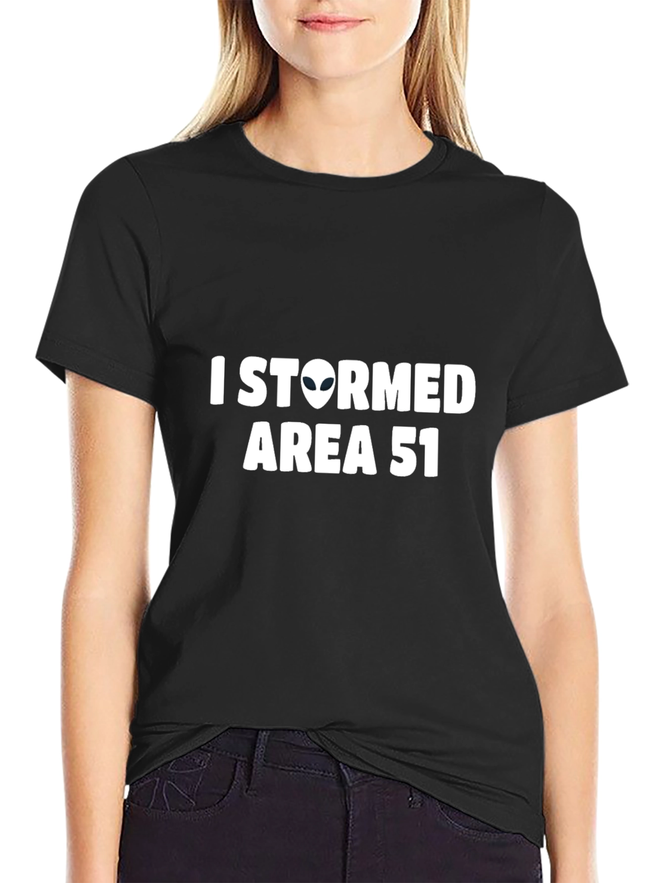 Black I Stormed Area 51 Alien Graphic Tee - Black view 2