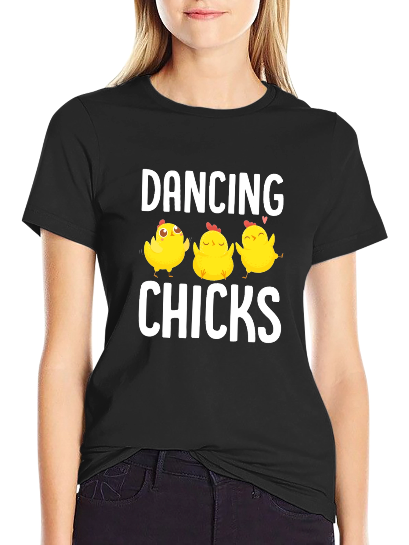 Black Dancing Chicks Graphic Tee - Black Cotton Blend view 2