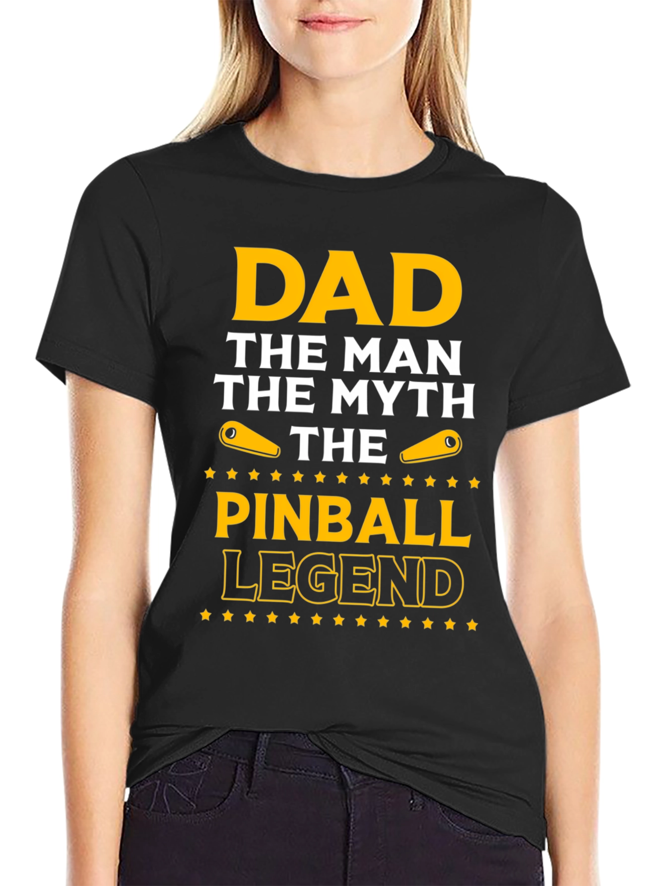 Black Dad Pinball Legend T-Shirt view 2