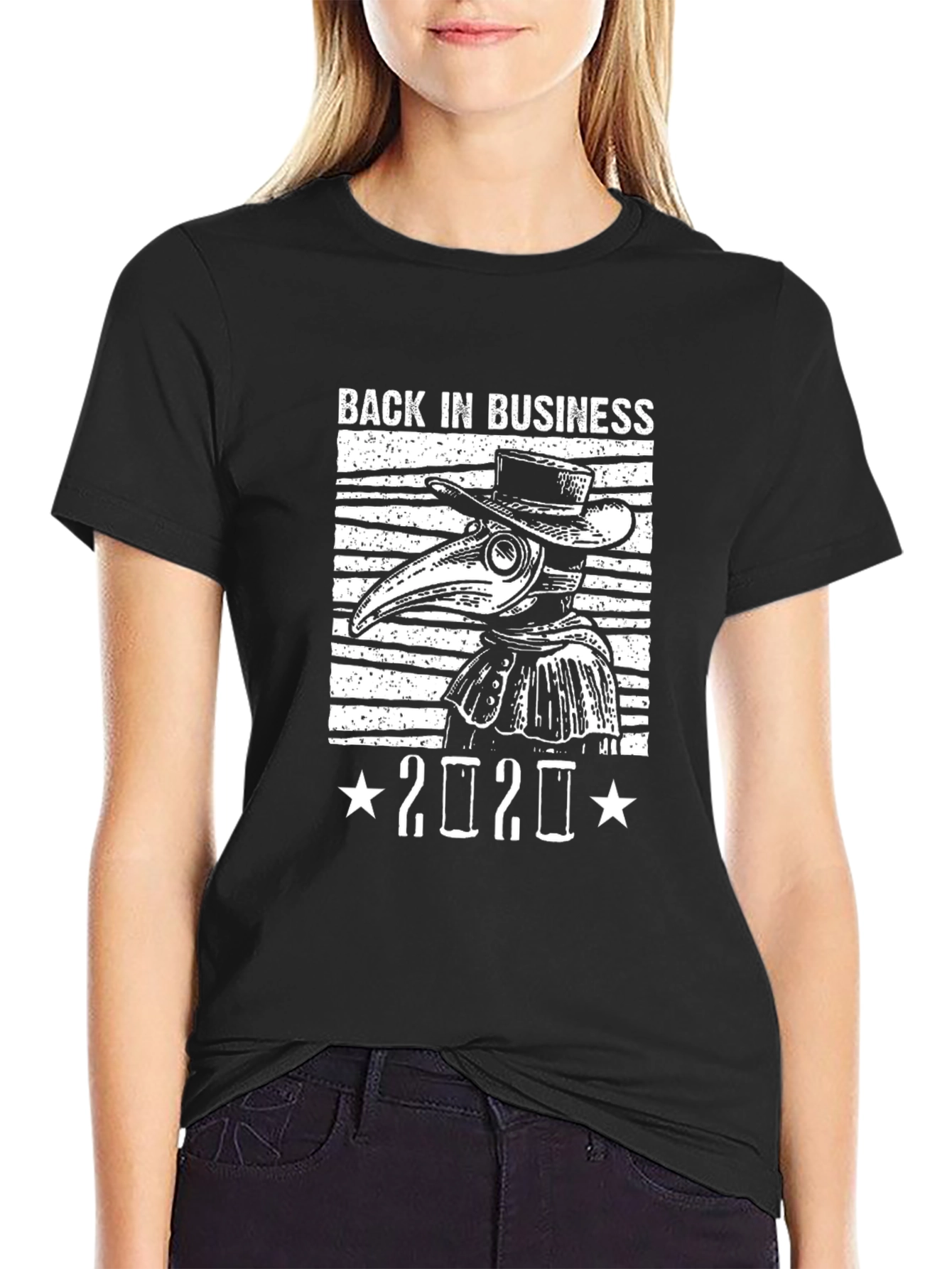 Black Back In Business Plague Doctor 2020 T-Shirt view 2
