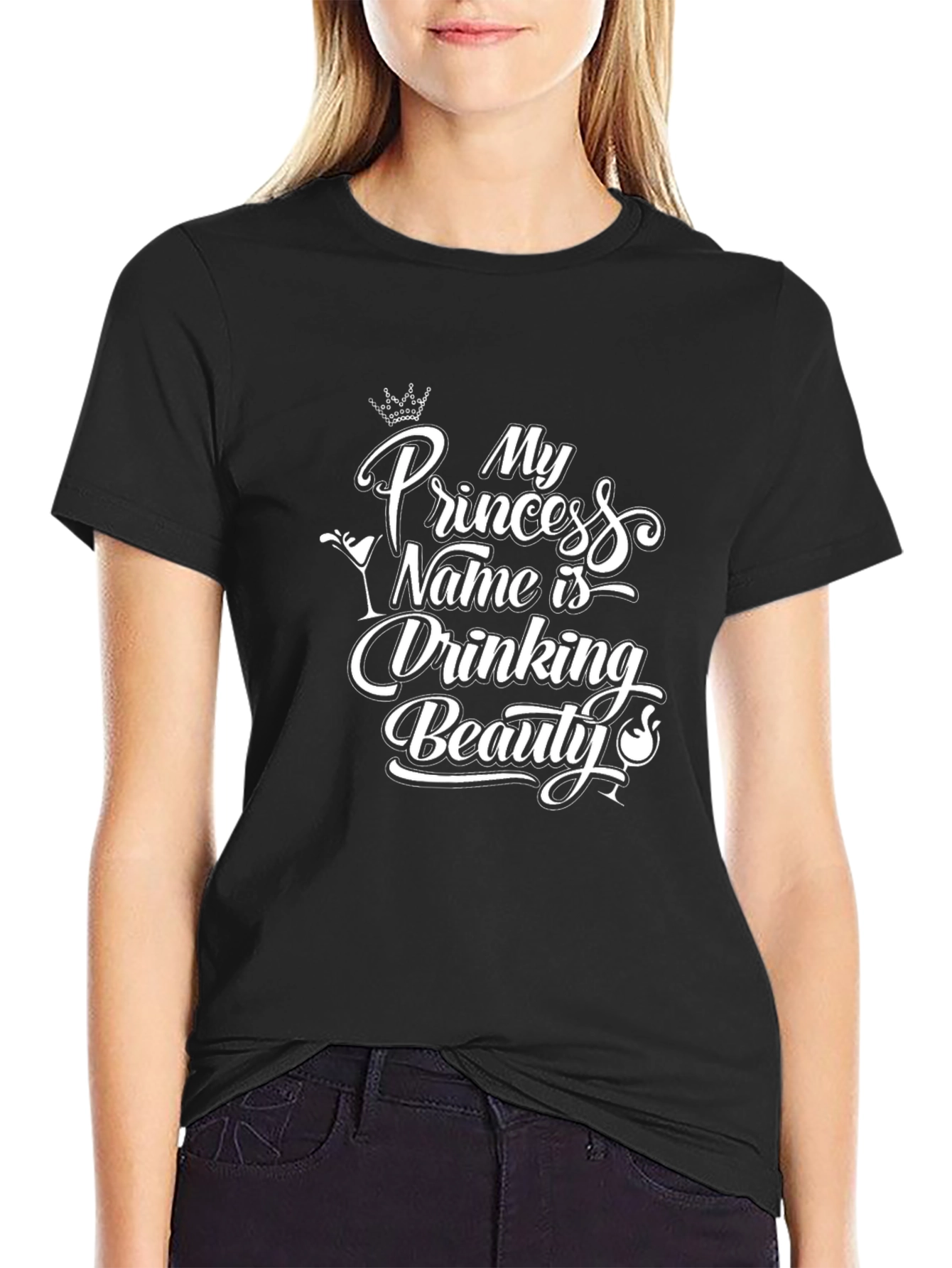 Black My Princess Name is Drinking Beauty Funny Graphic Tee view 2
