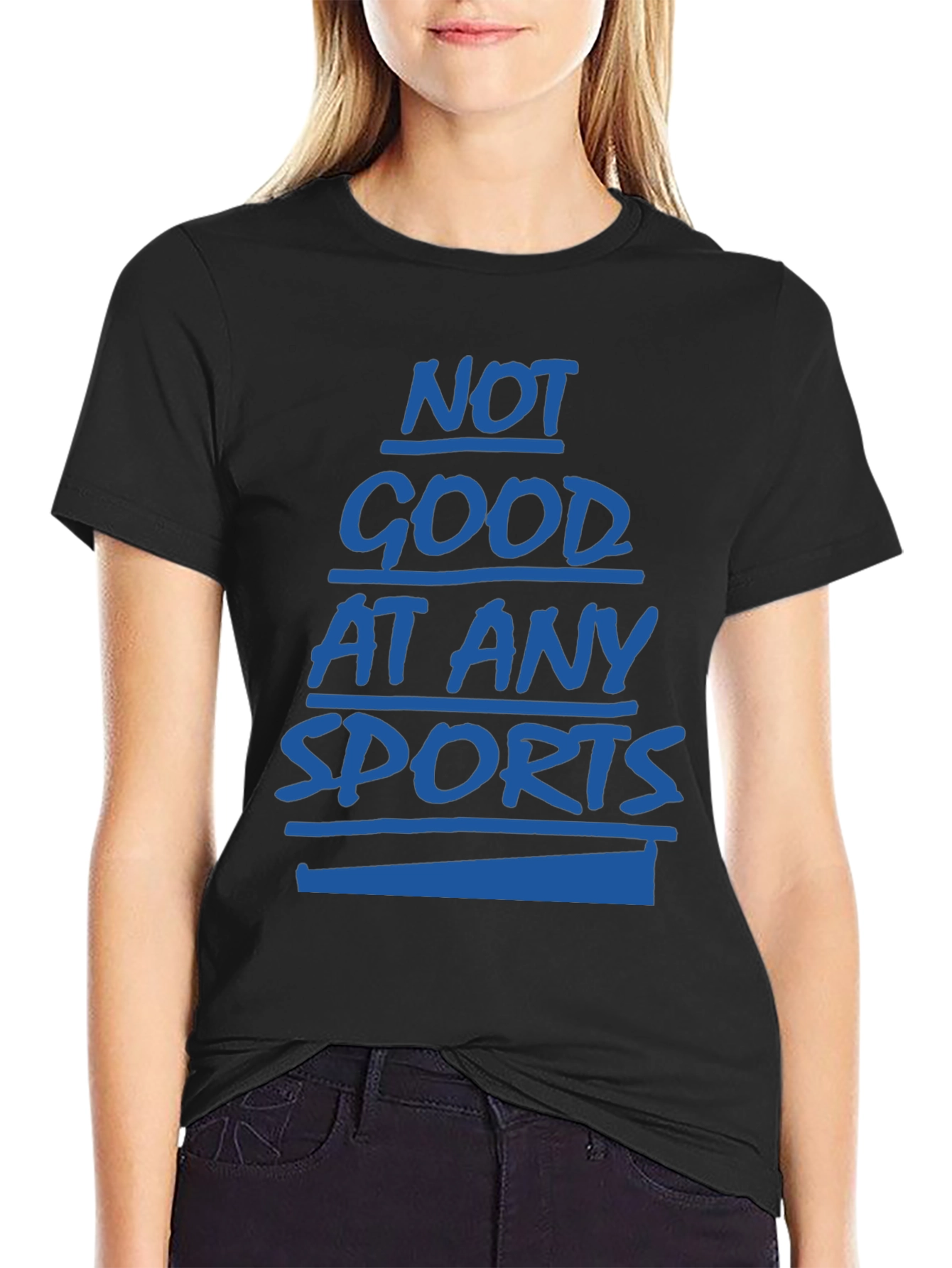 Black Not Good at Any Sports Graphic T-Shirt view 2