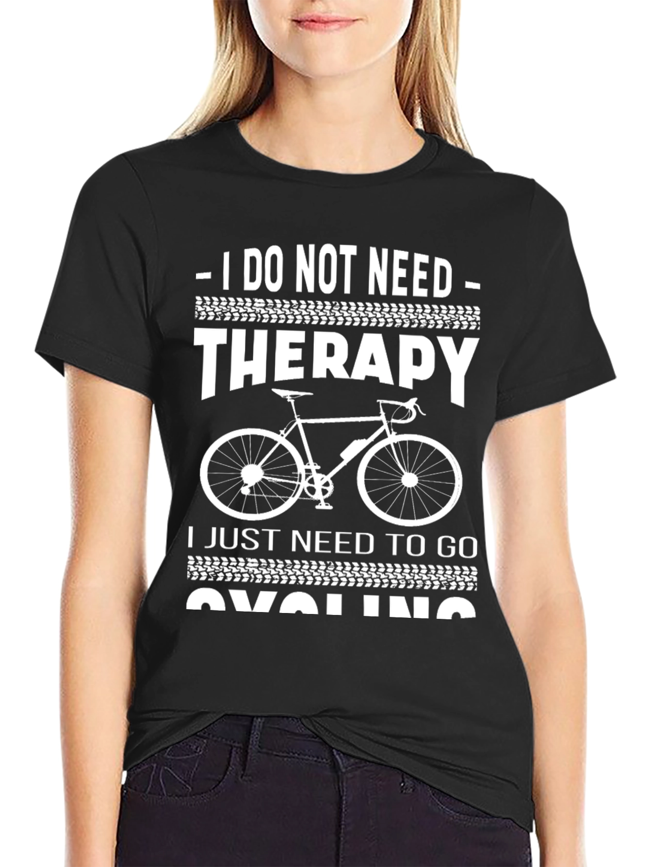 Black Cycling Therapy Graphic Tee view 2