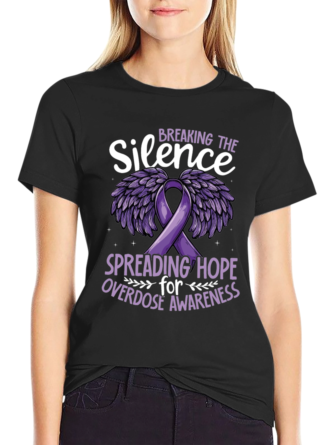 Black Breaking the Silence Overdose Awareness T-Shirt view 2