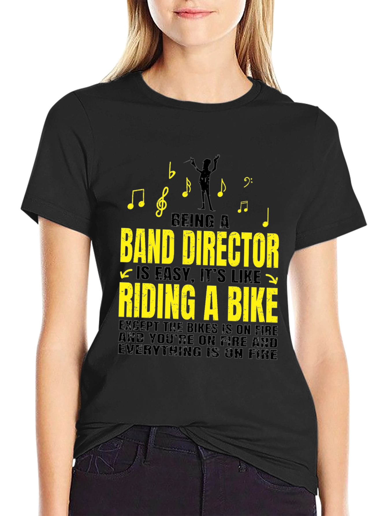 Black Band Director T-Shirt - Riding a Bike On Fire view 2
