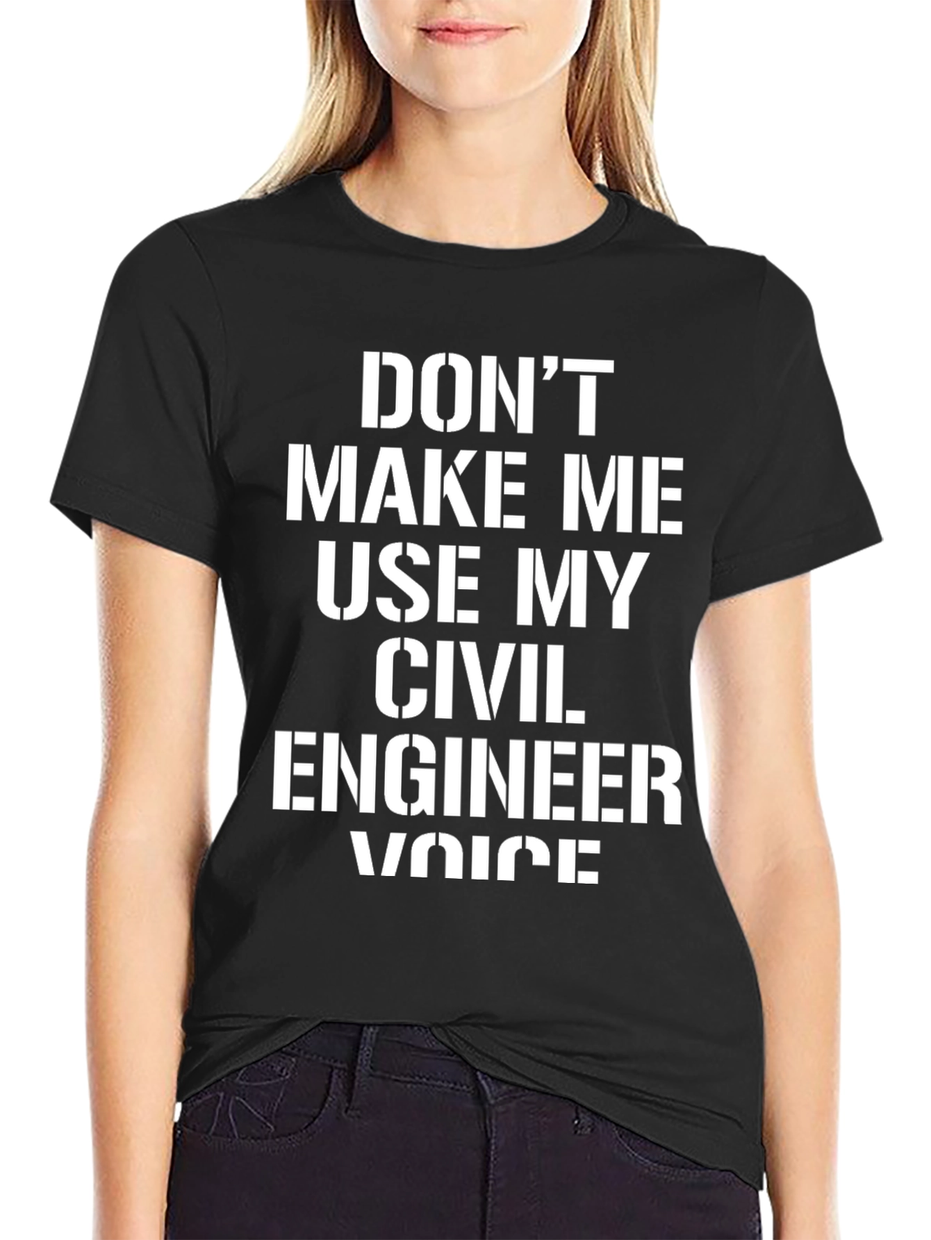 Black Civil Engineer Voice T-Shirt - Funny Engineering Tee view 2