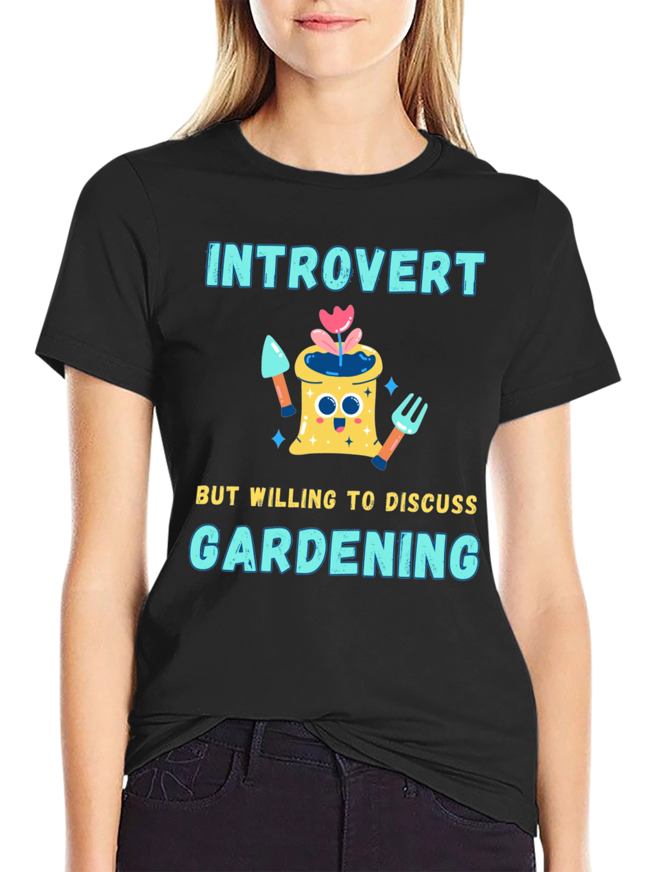Black Introvert Gardening T-Shirt view 2