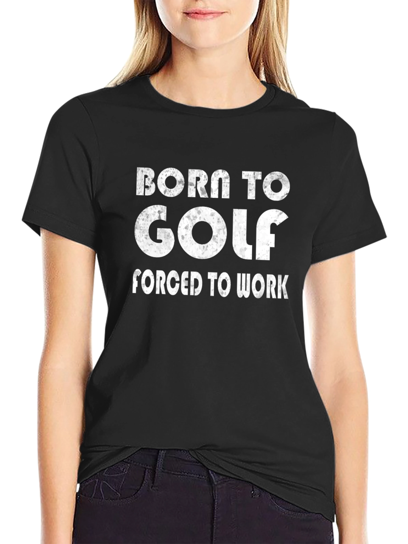 Black Born to Golf T-Shirt - Funny Golfer Tee view 2
