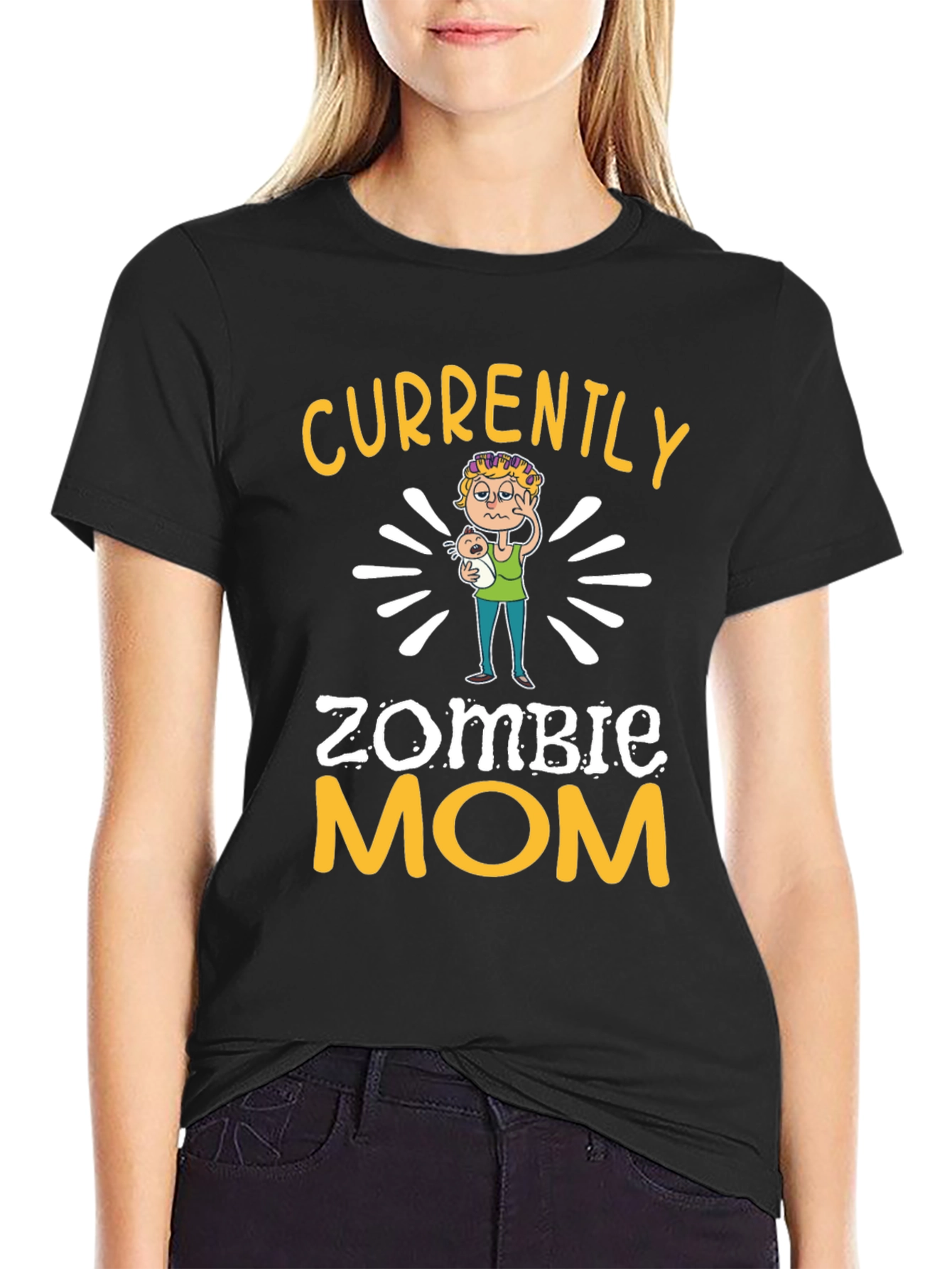 Black Zombie Mom Graphic T-Shirt - Funny Mother's Day Tee view 2