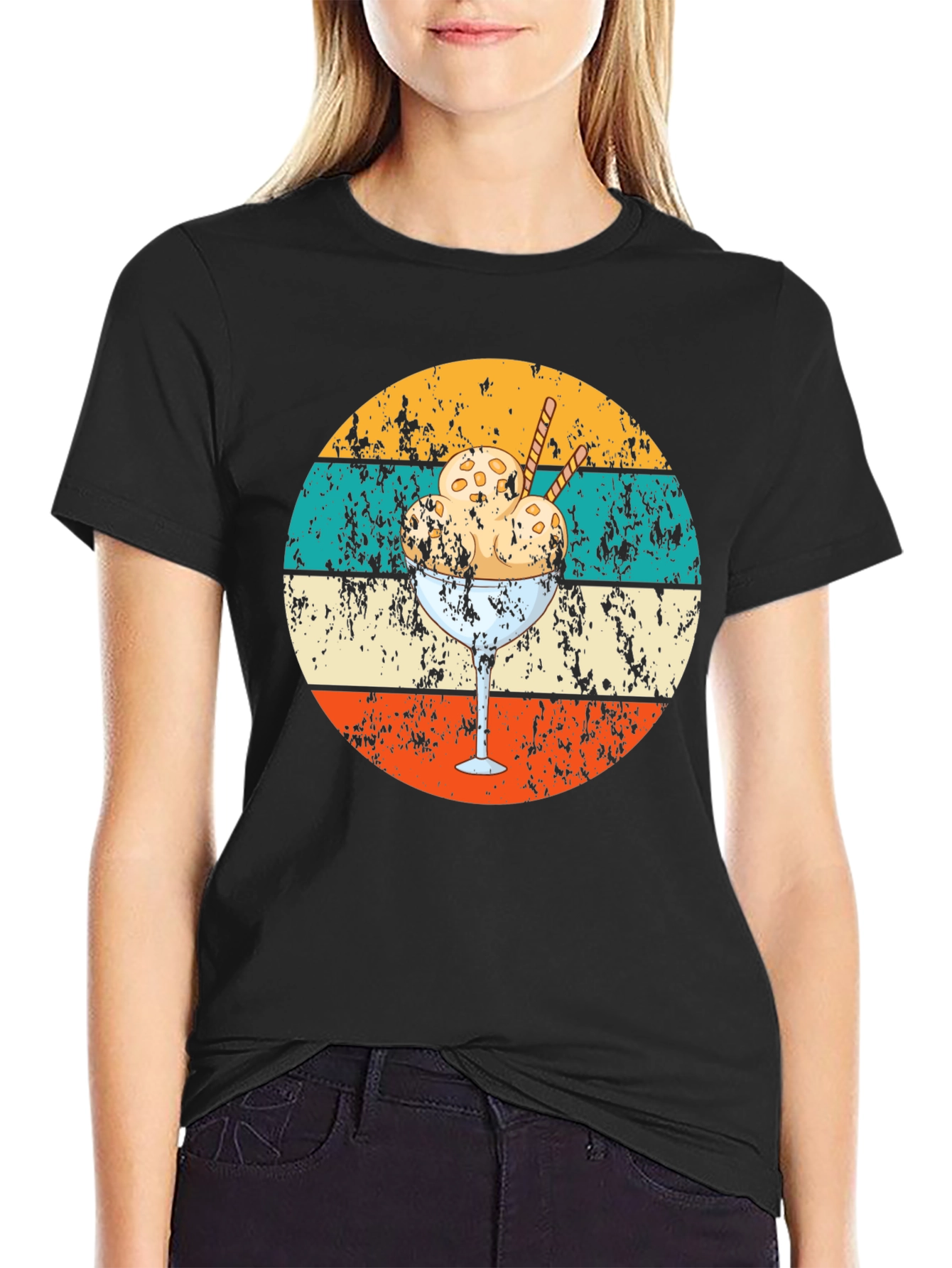 Black Retro Ice Cream T-Shirt - Cool Summer Style view 2