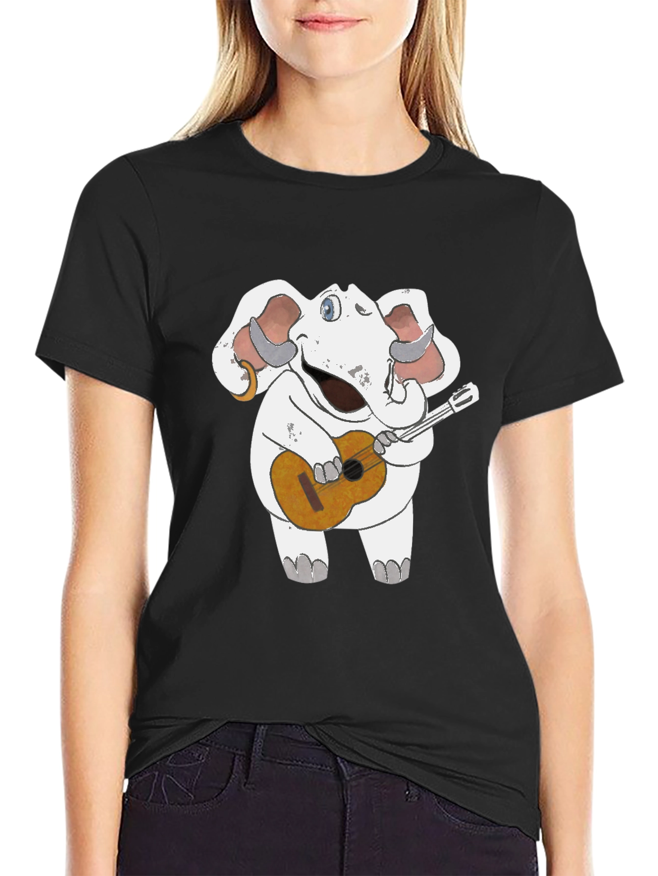 Black Elephant Guitar Player T-Shirt view 2