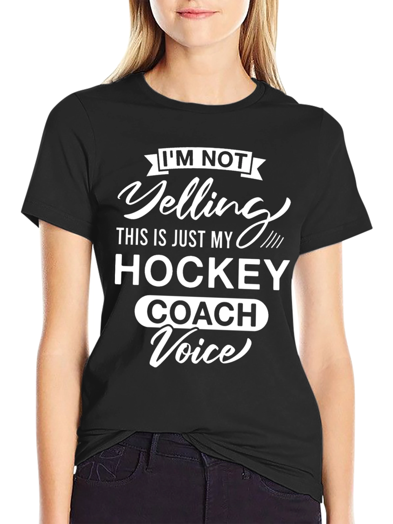 Black Hockey Coach Voice T-Shirt - Funny Sports Tee view 2