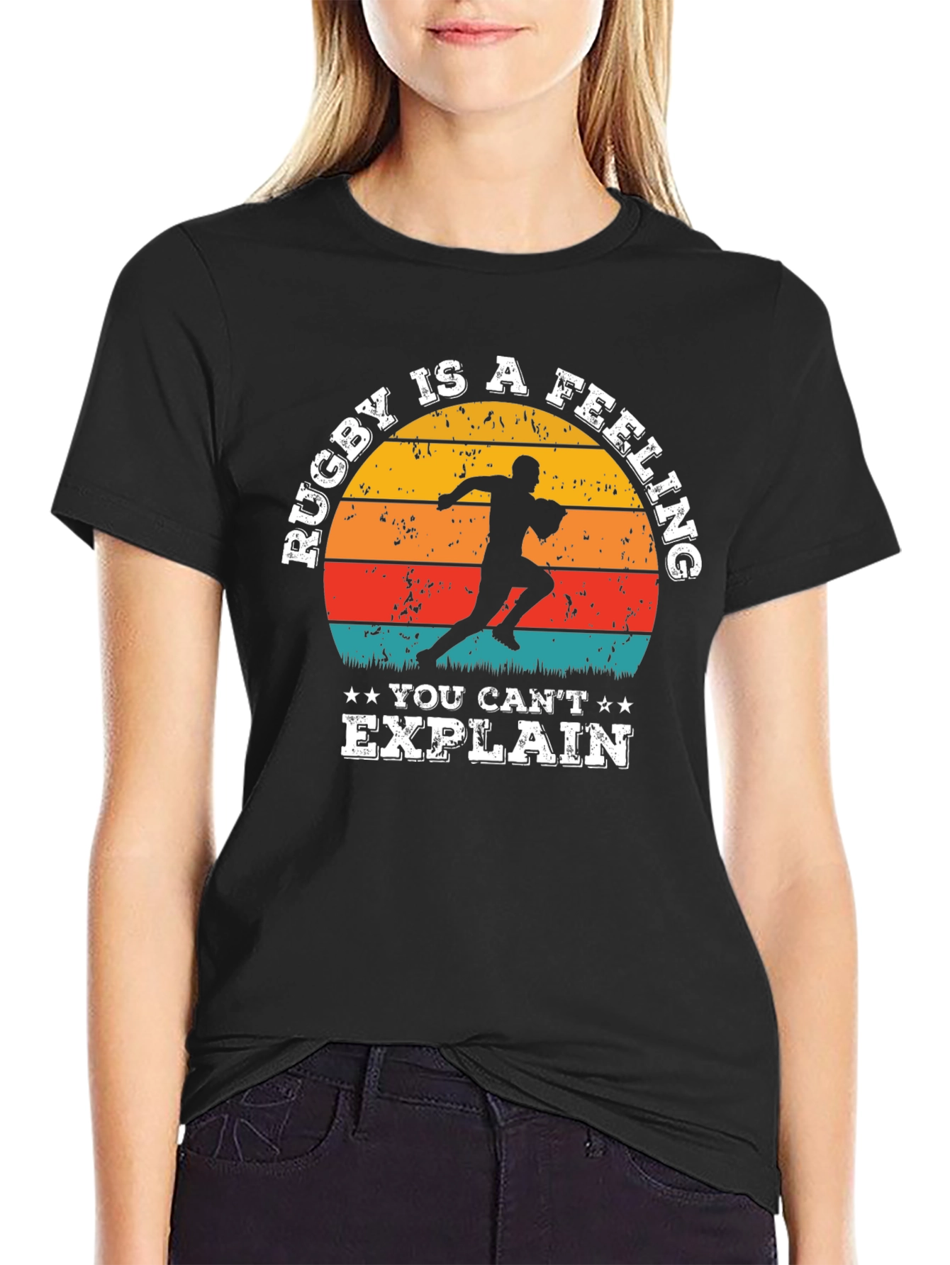 Black Rugby Is a Feeling T-Shirt - Retro Style view 2