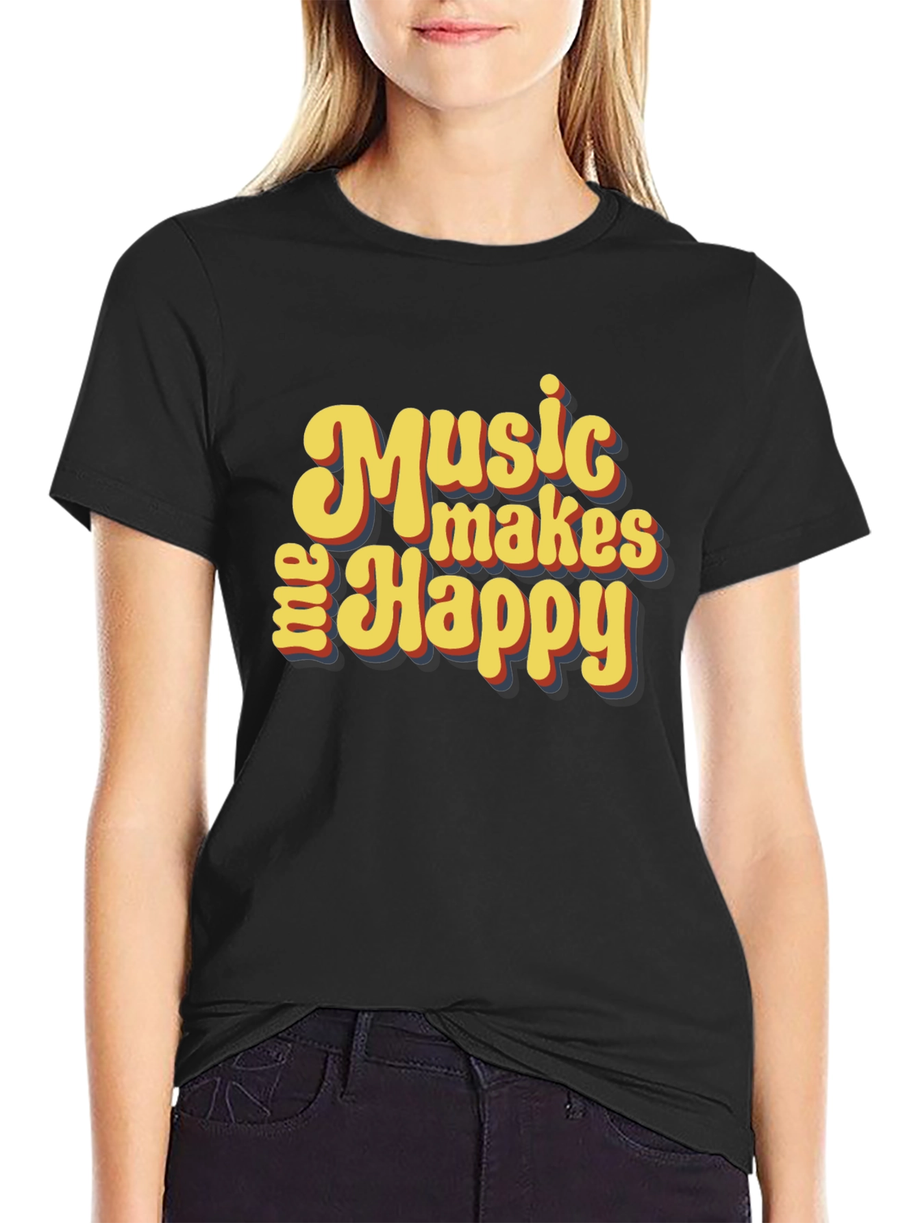 Music Makes Me Happy Graphic T-Shirt - Retro Style - 2