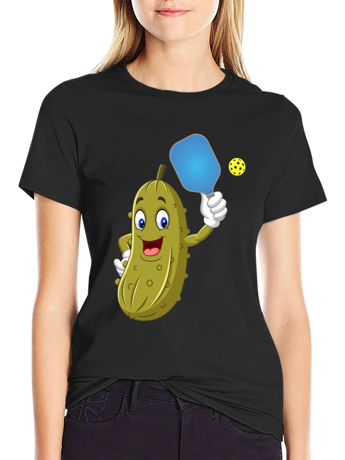 Black Pickleball Pickle T-Shirt - Funny Sports Tee view 2