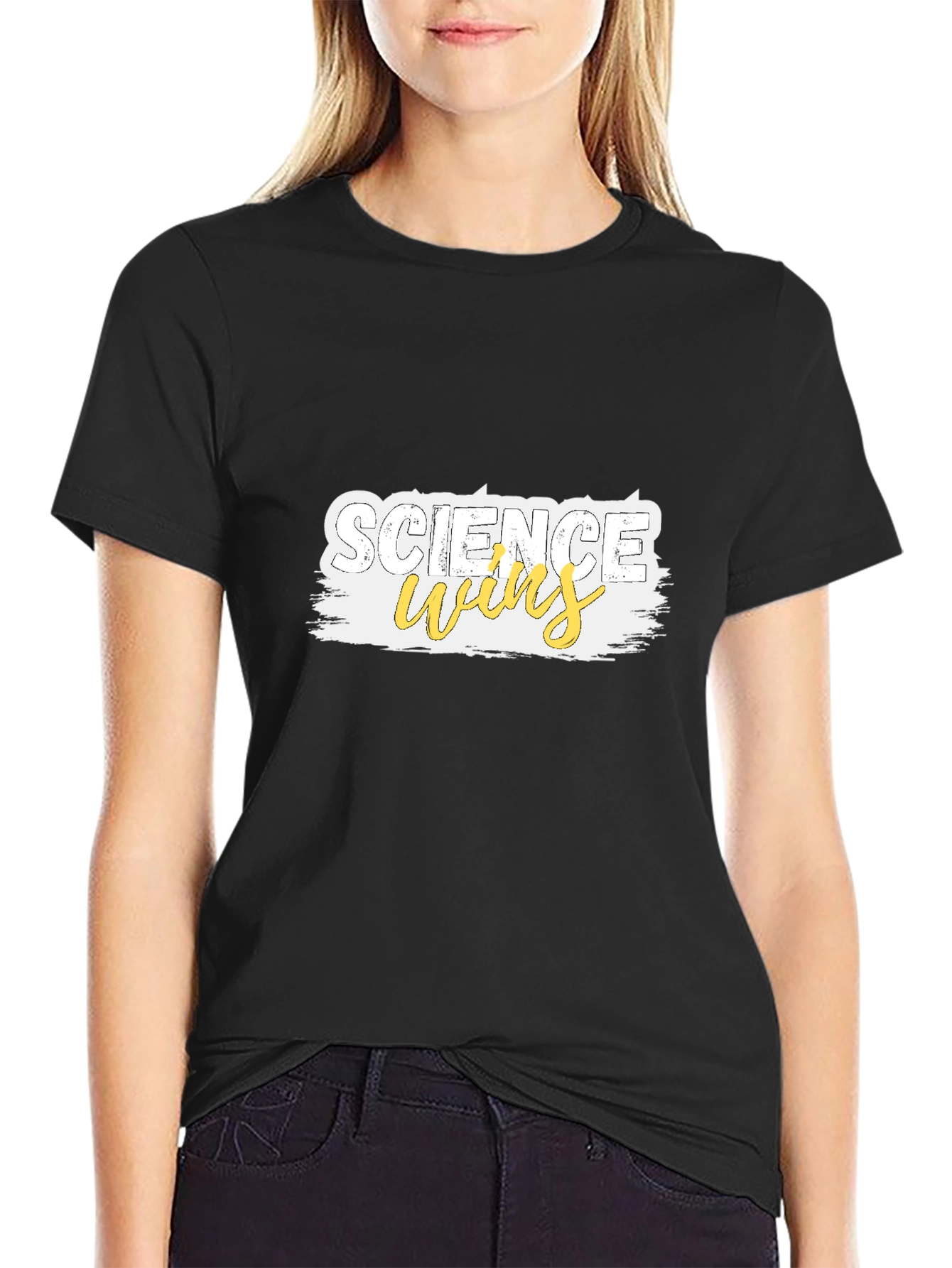 Black Science Wins Graphic T-Shirt - Black Cotton Tee view 2