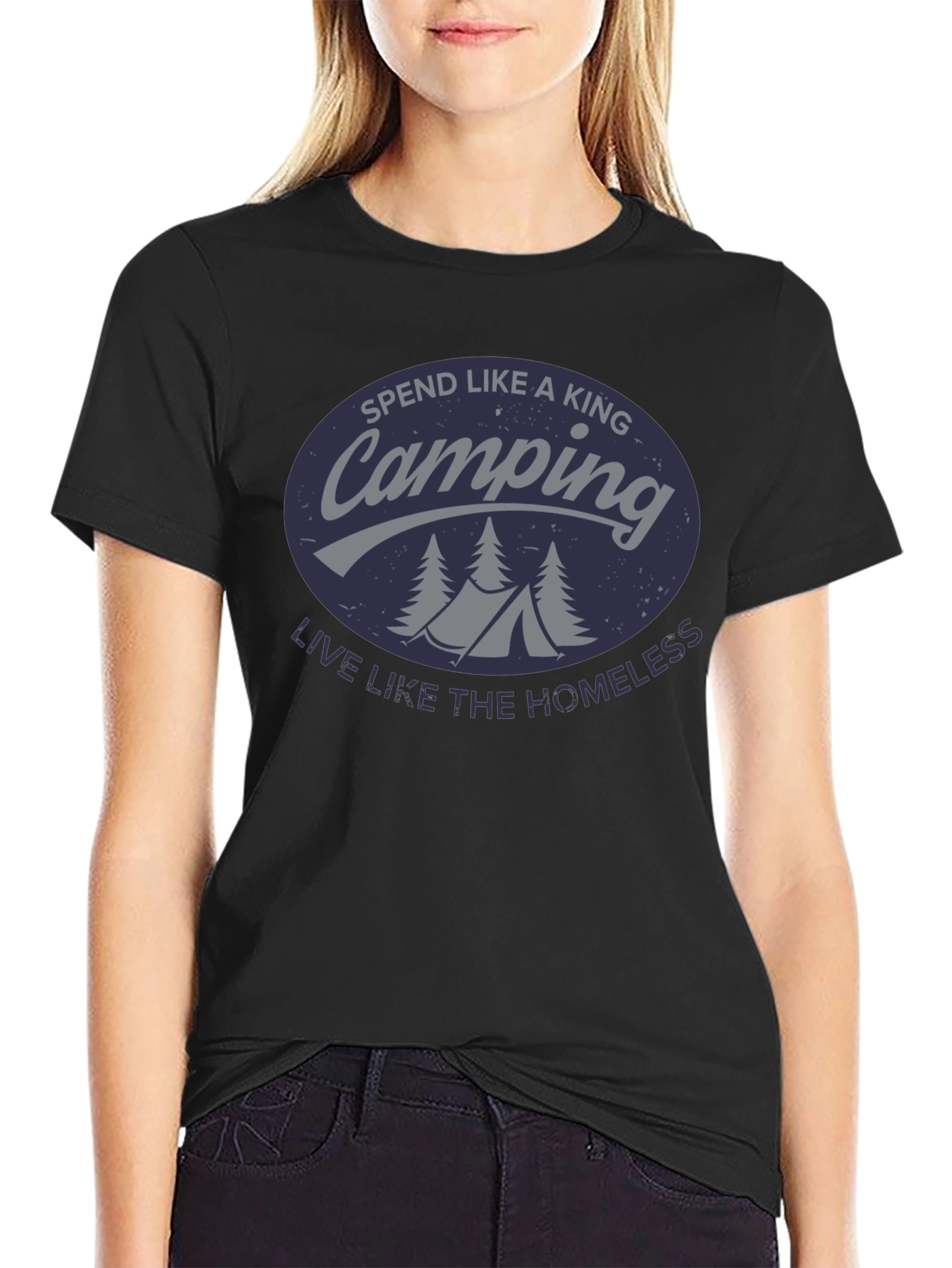 Black Camping King T-Shirt - Funny Outdoor Adventure Tee view 2
