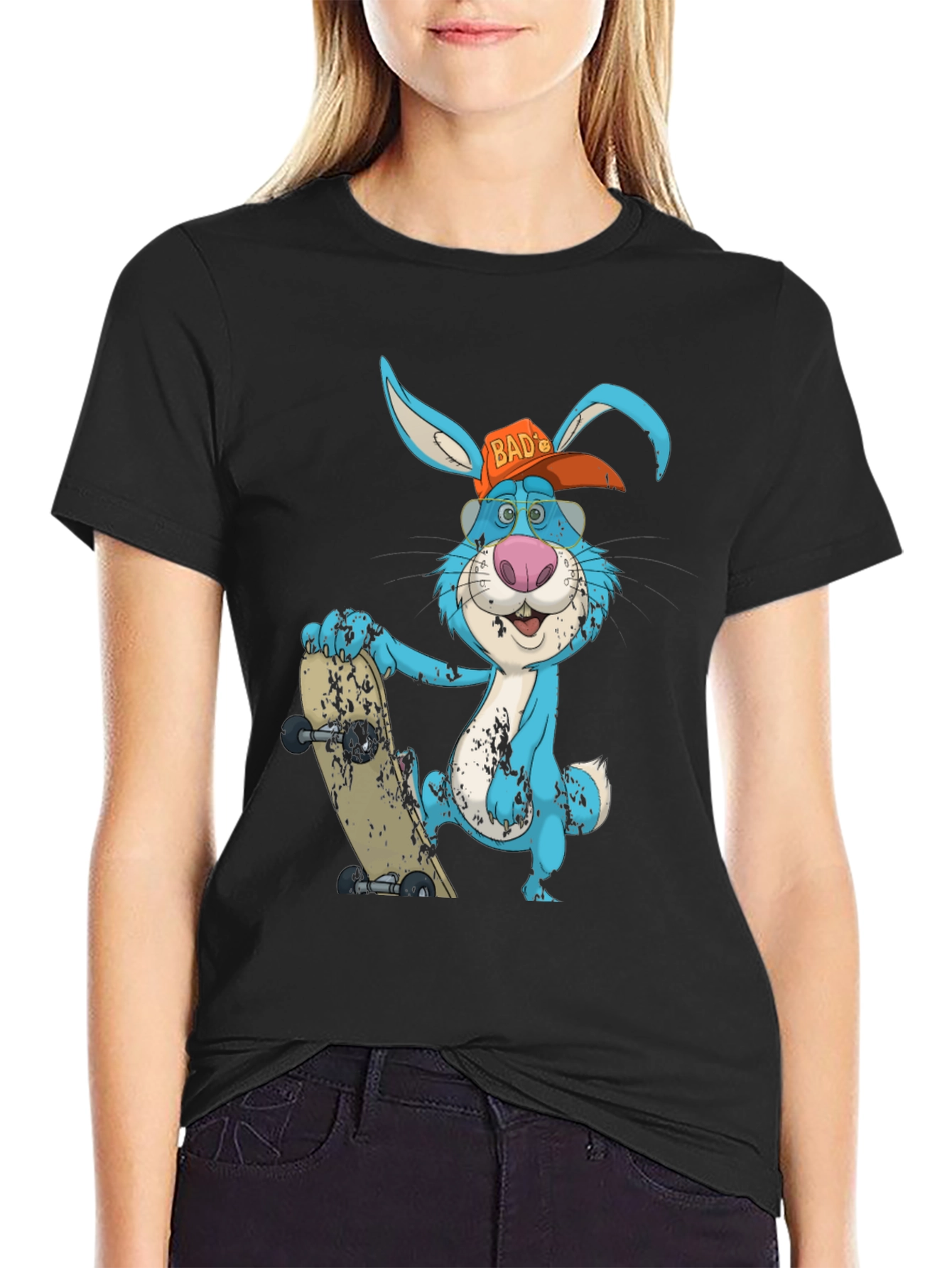 Black Bad Bunny Skater T-Shirt view 2